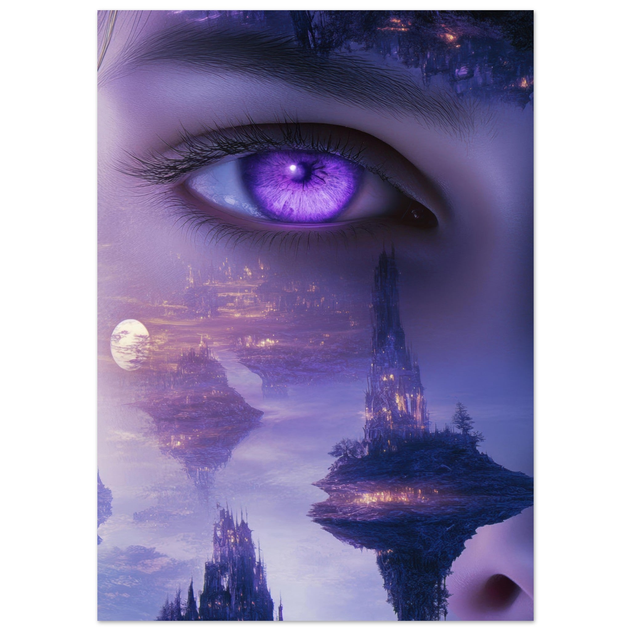 Aluminum Print Portrait - Surreal Elven Dreamscape Surrealism Extreme Los - Shop Ai Art WebShop - Digital Art online Store