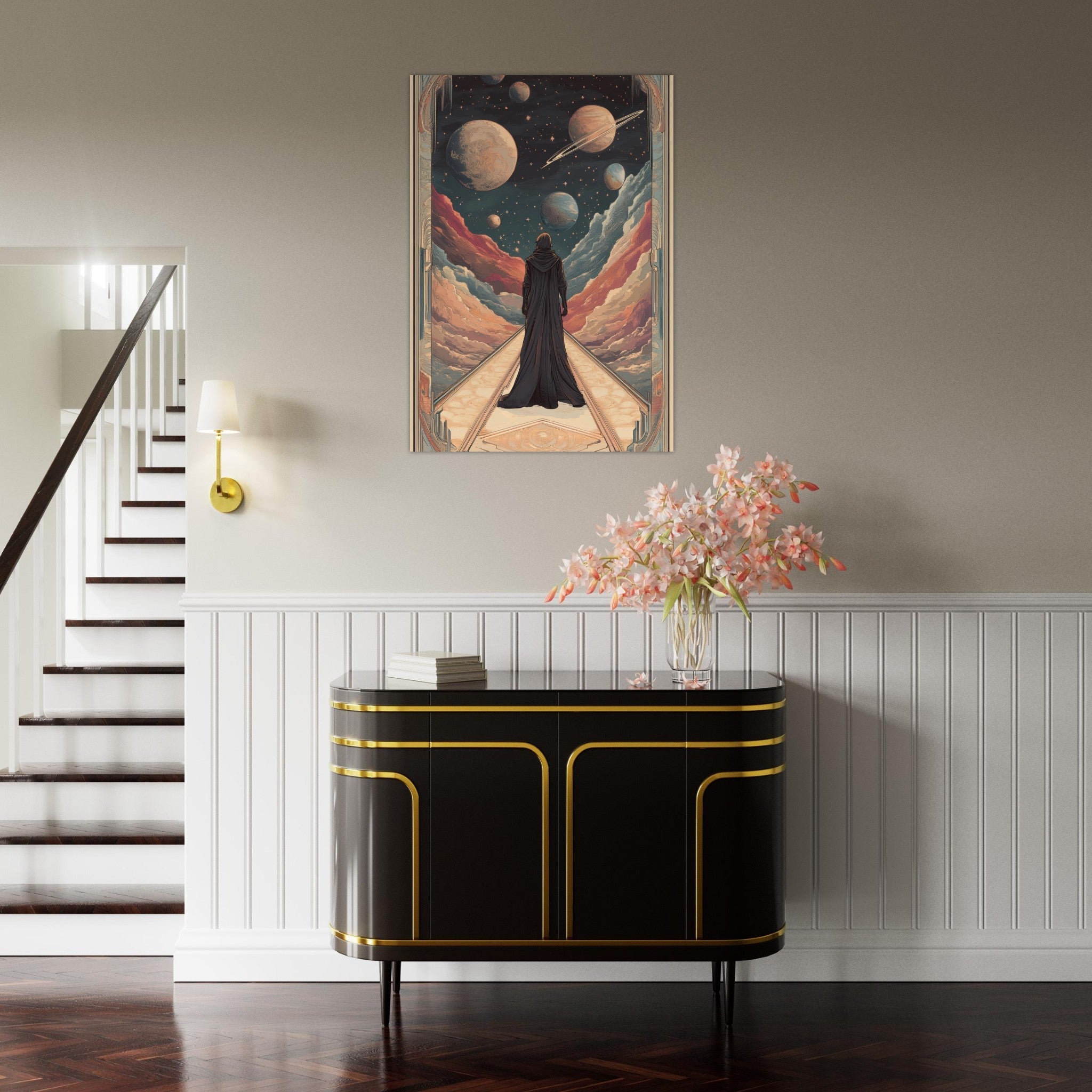 Aluminum Print Portrait - The Astral Voyager An Art Nouveau poster 2 - Shop Ai Art WebShop - Digital Art online Store