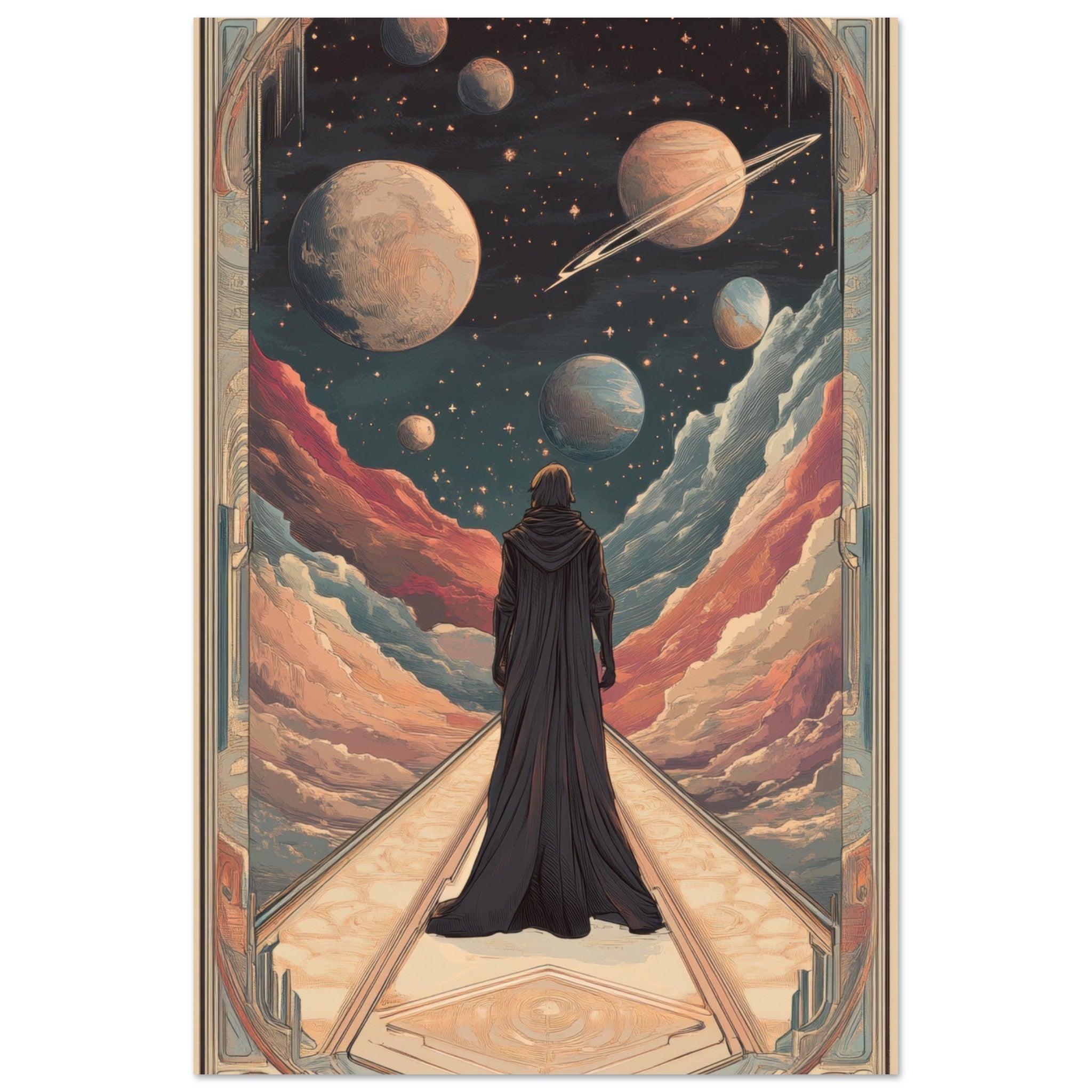 Aluminum Print Portrait - The Astral Voyager An Art Nouveau poster 2 - Shop Ai Art WebShop - Digital Art online Store