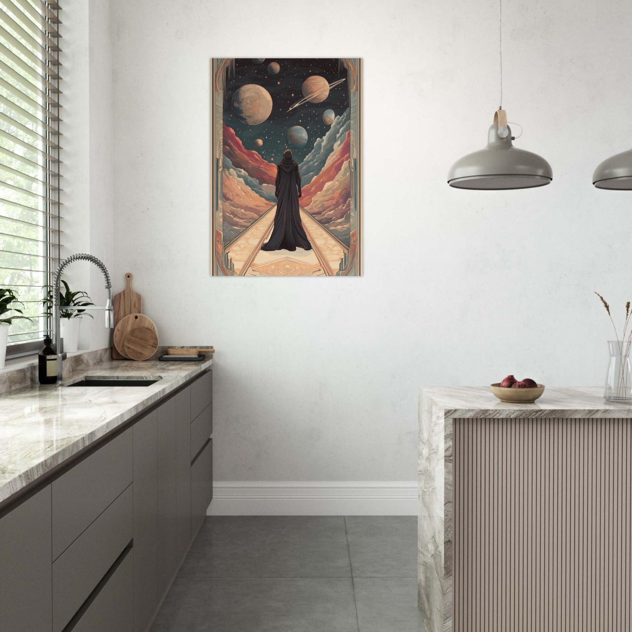Aluminum Print Portrait - The Astral Voyager An Art Nouveau poster 2 - Shop Ai Art WebShop - Digital Art online Store