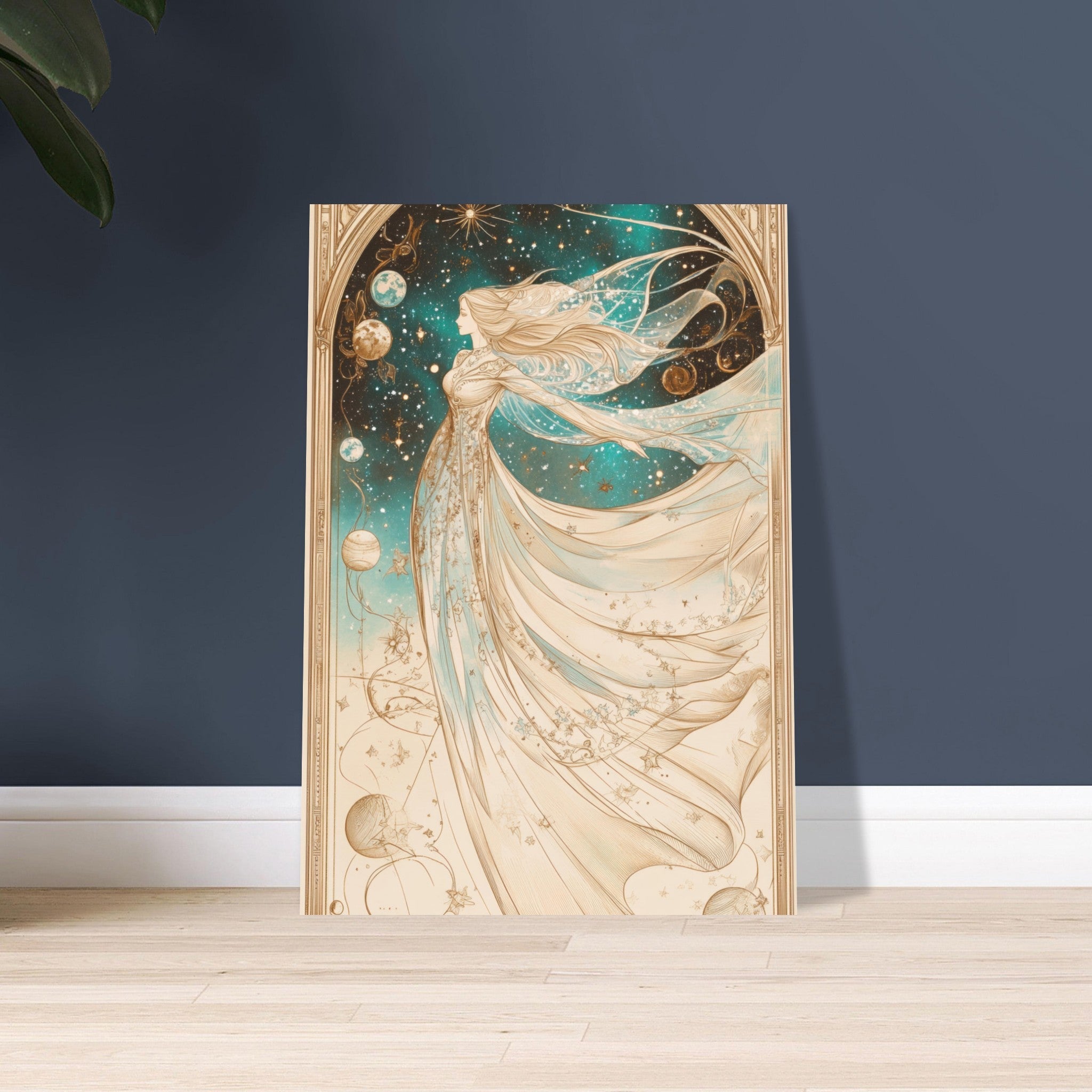 Aluminum Print Portrait - The Cosmic Muse A hand - drawn illustration 2 - Shop Ai Art WebShop - Digital Art online Store