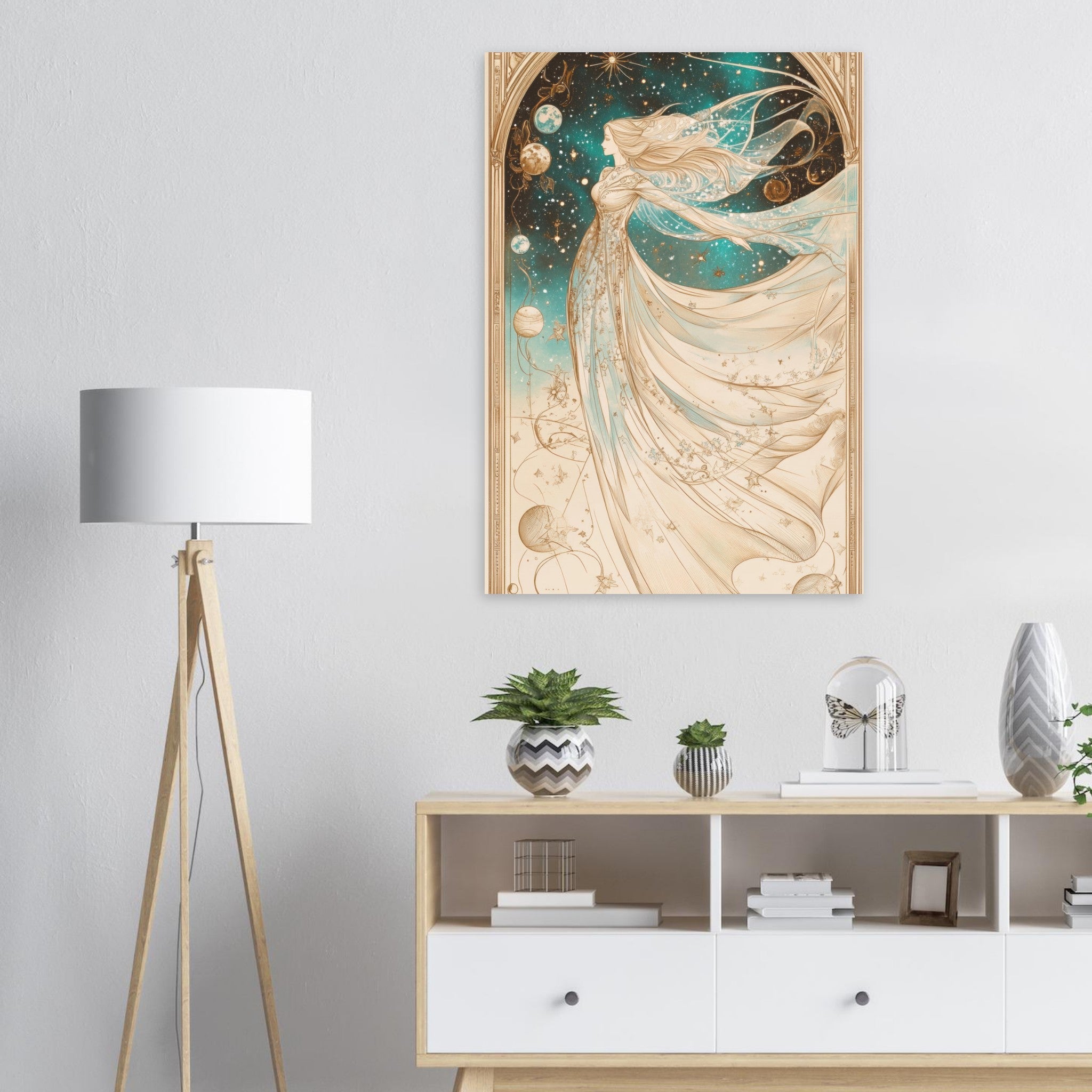 Aluminum Print Portrait - The Cosmic Muse A hand - drawn illustration 2 - Shop Ai Art WebShop - Digital Art online Store