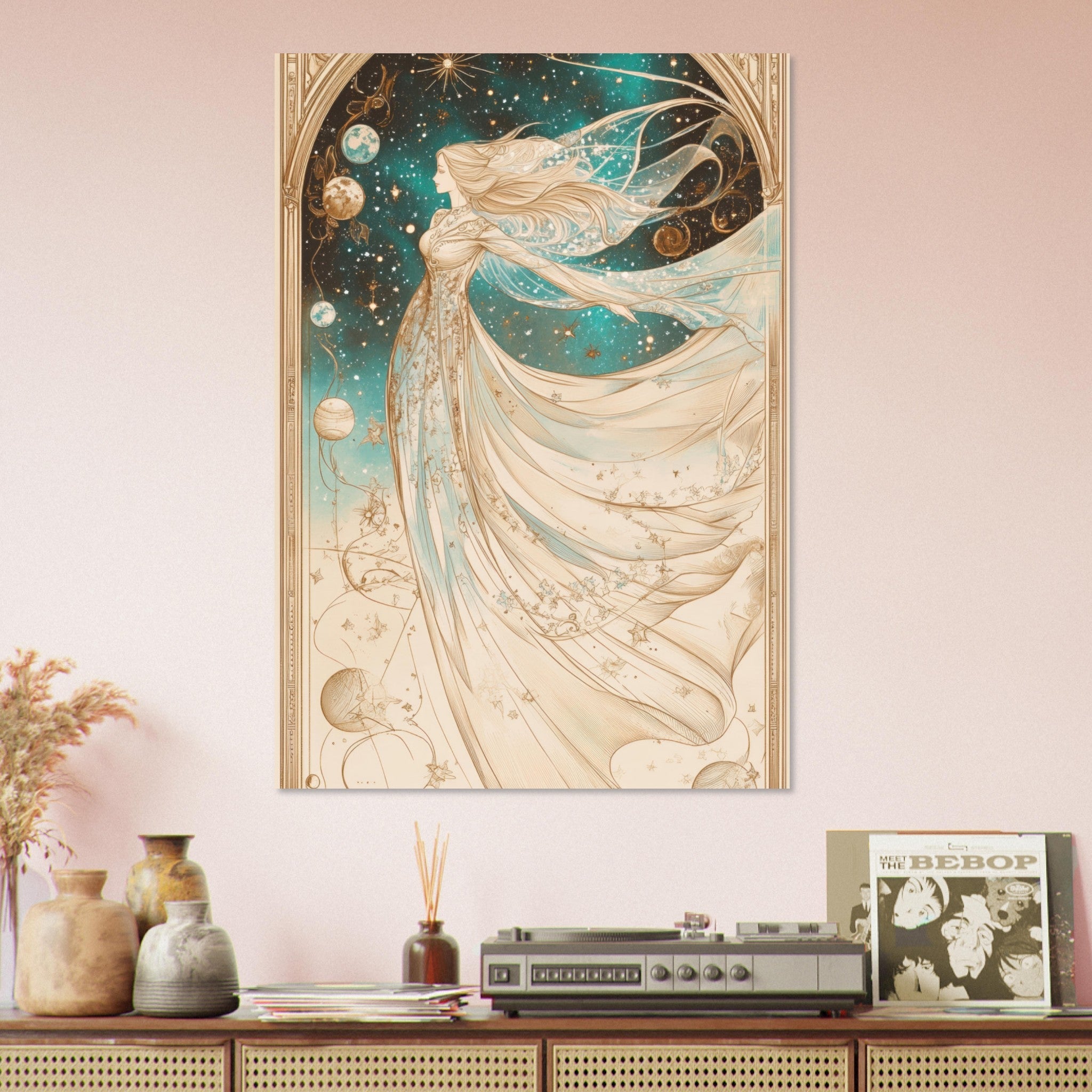 Aluminum Print Portrait - The Cosmic Muse A hand - drawn illustration 2 - Shop Ai Art WebShop - Digital Art online Store