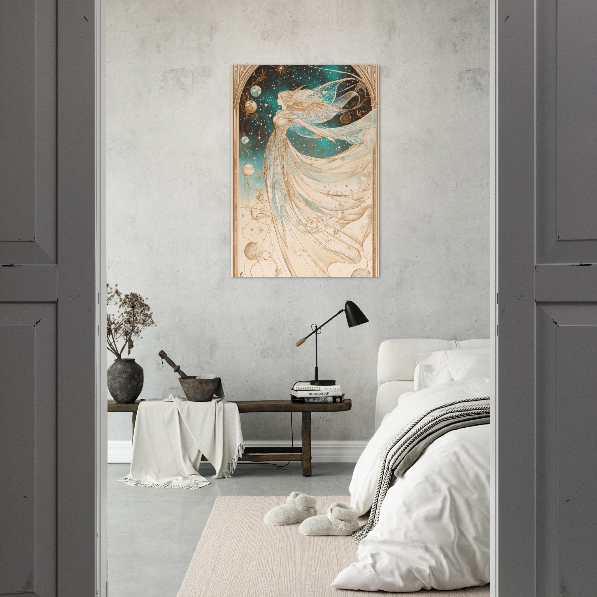 Aluminum Print Portrait - The Cosmic Muse A hand - drawn illustration 2 - Shop Ai Art WebShop - Digital Art online Store