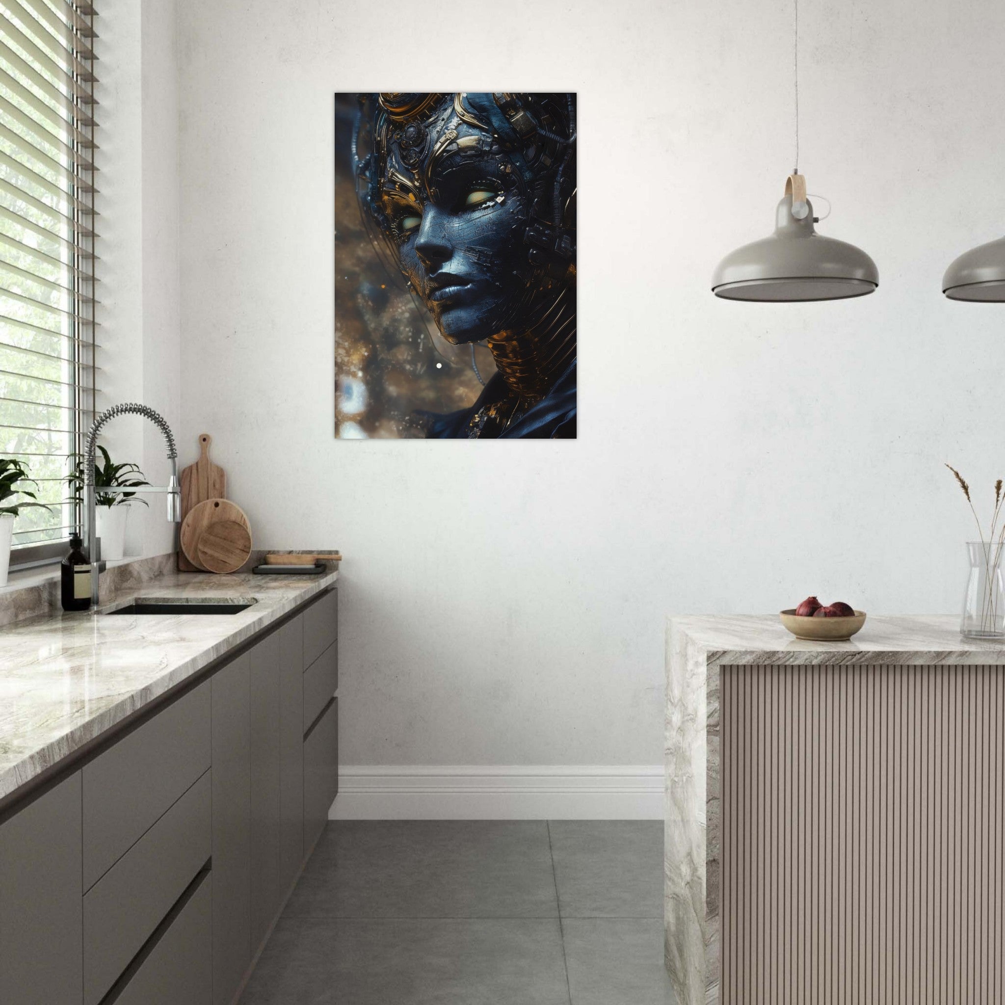 Aluminum Print Portrait - The Cybernetic Dukes Masquerade A lavish master 2 - Shop Ai Art WebShop - Digital Art online Store
