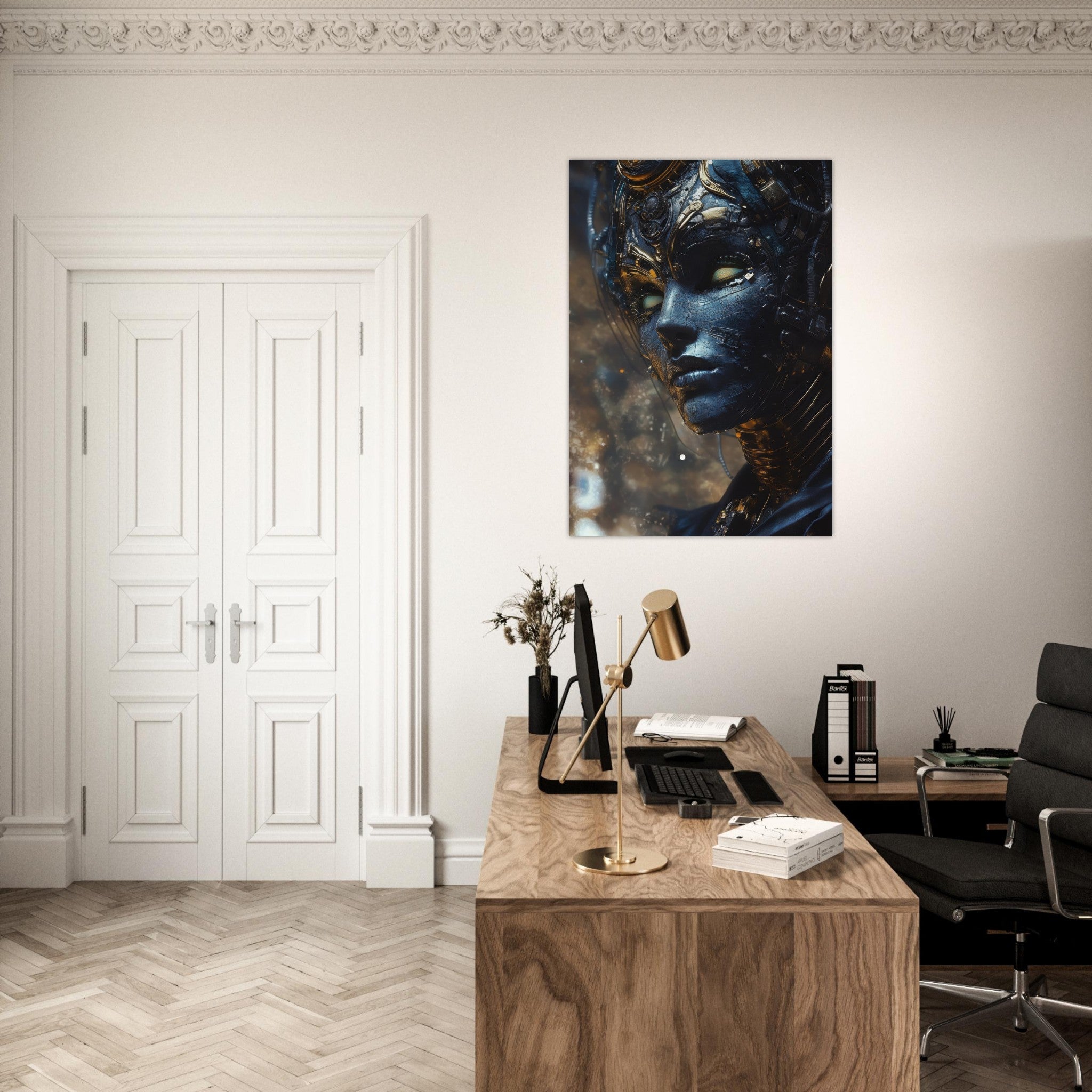 Aluminum Print Portrait - The Cybernetic Dukes Masquerade A lavish master 2 - Shop Ai Art WebShop - Digital Art online Store