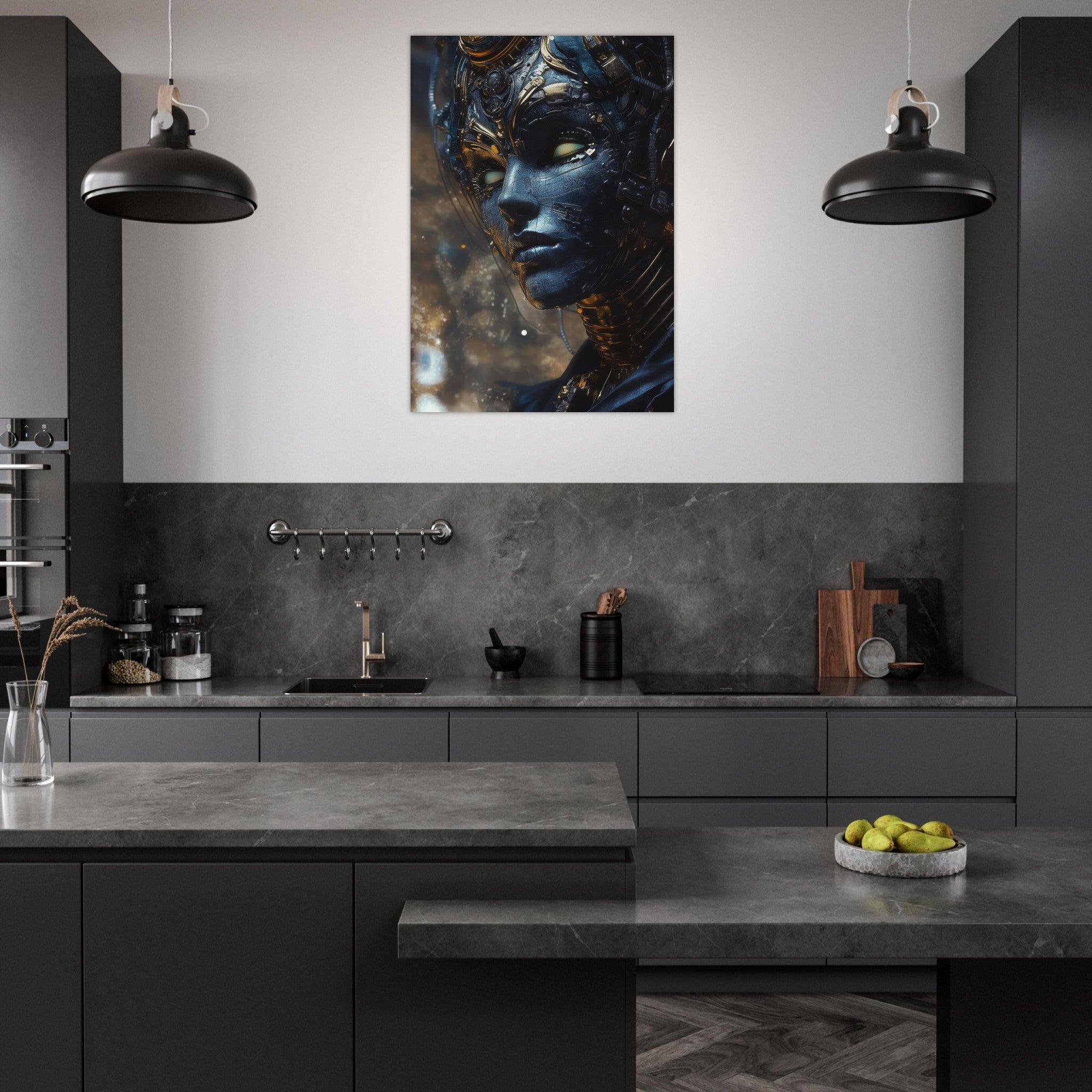 Aluminum Print Portrait - The Cybernetic Dukes Masquerade A lavish master 2 - Shop Ai Art WebShop - Digital Art online Store