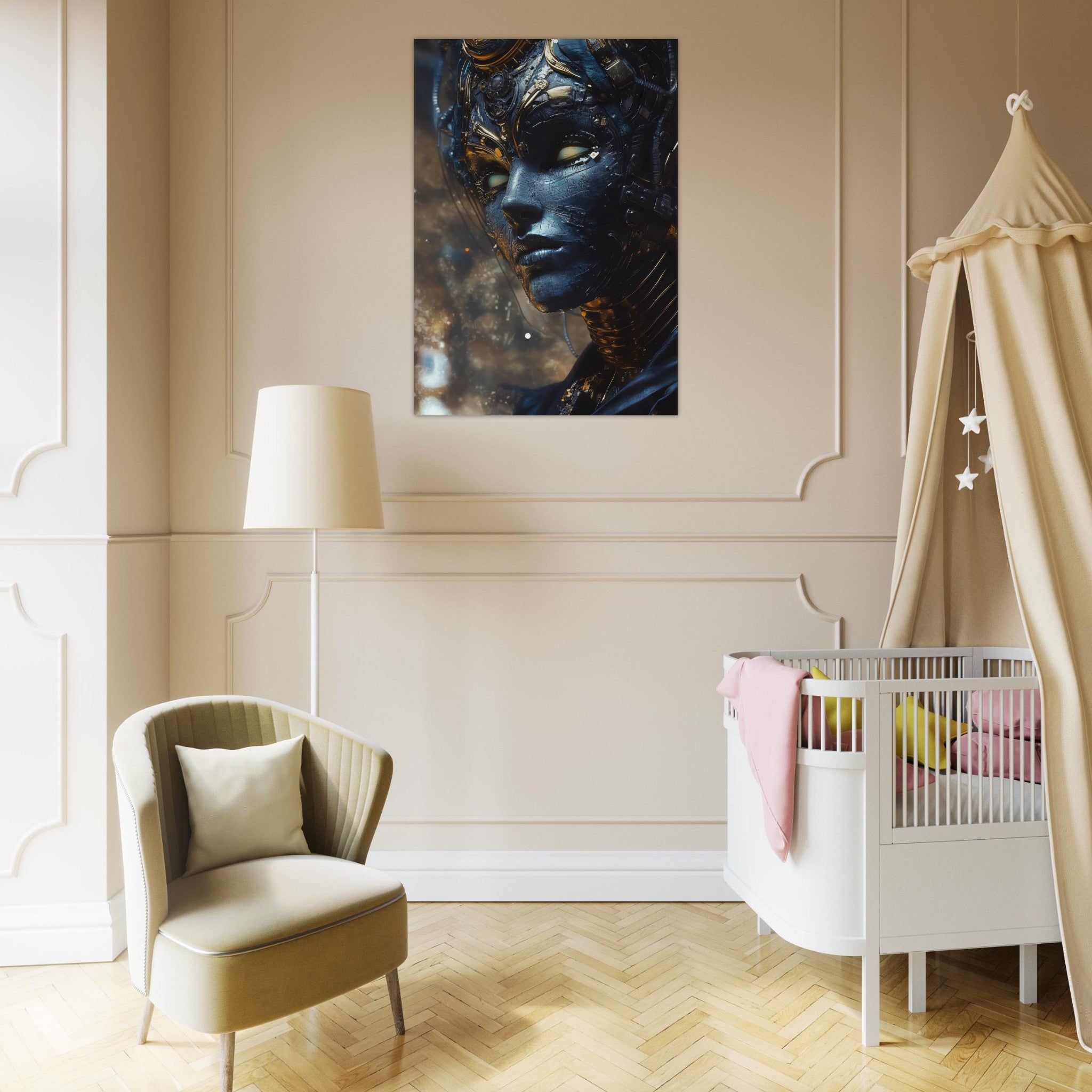 Aluminum Print Portrait - The Cybernetic Dukes Masquerade A lavish master 2 - Shop Ai Art WebShop - Digital Art online Store