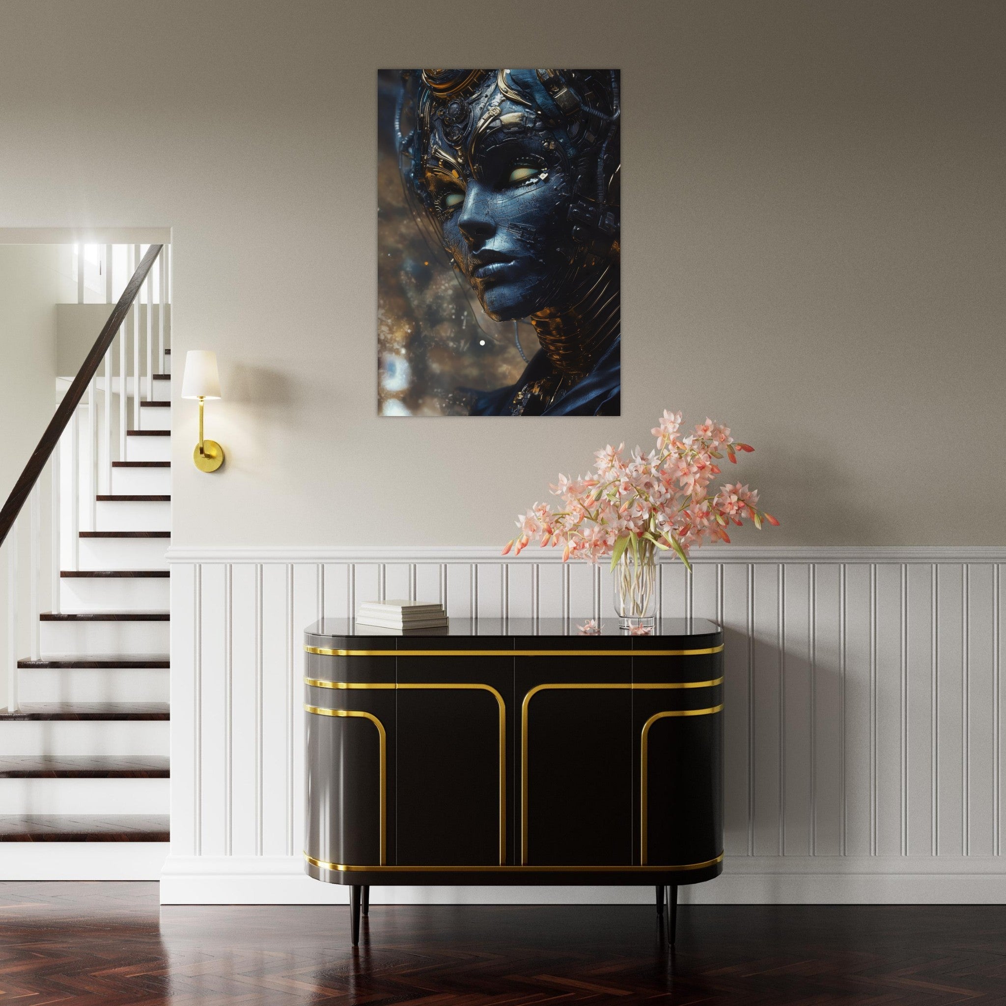 Aluminum Print Portrait - The Cybernetic Dukes Masquerade A lavish master 2 - Shop Ai Art WebShop - Digital Art online Store