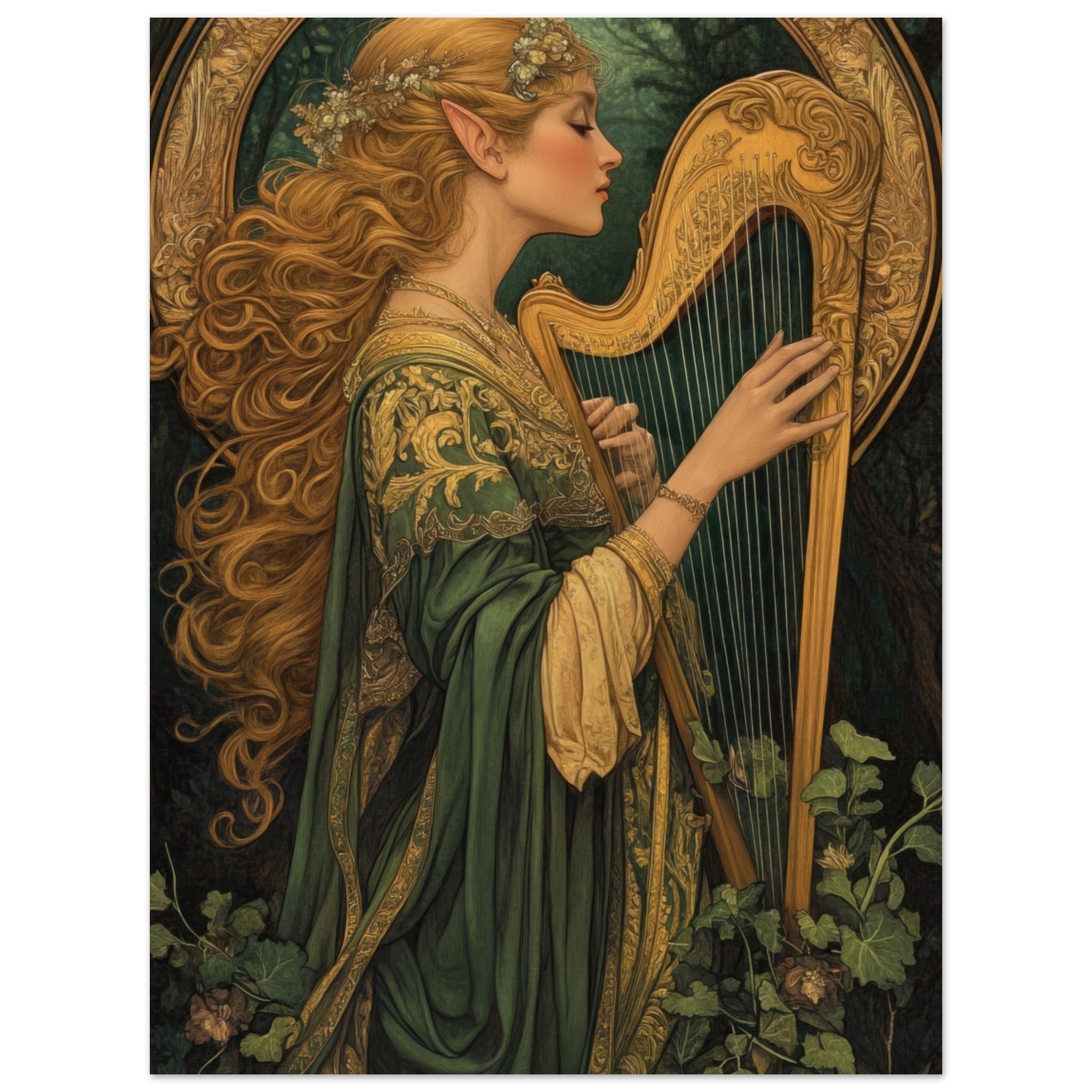 Aluminum Print Portrait - The Enchanted Minstrel of the Fae Court Art You 4 - Shop Ai Art WebShop - Digital Art online Store