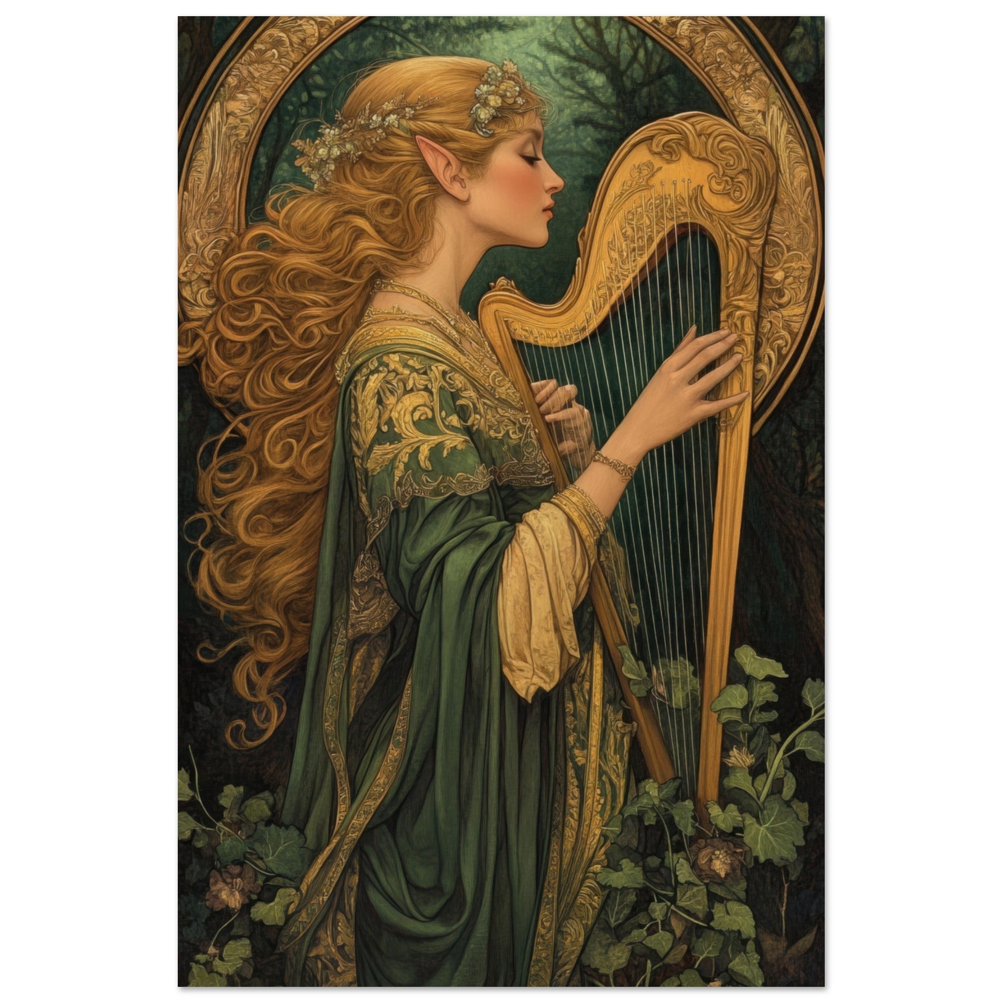Aluminum Print Portrait - The Enchanted Minstrel of the Fae Court Art You 4 - Shop Ai Art WebShop - Digital Art online Store