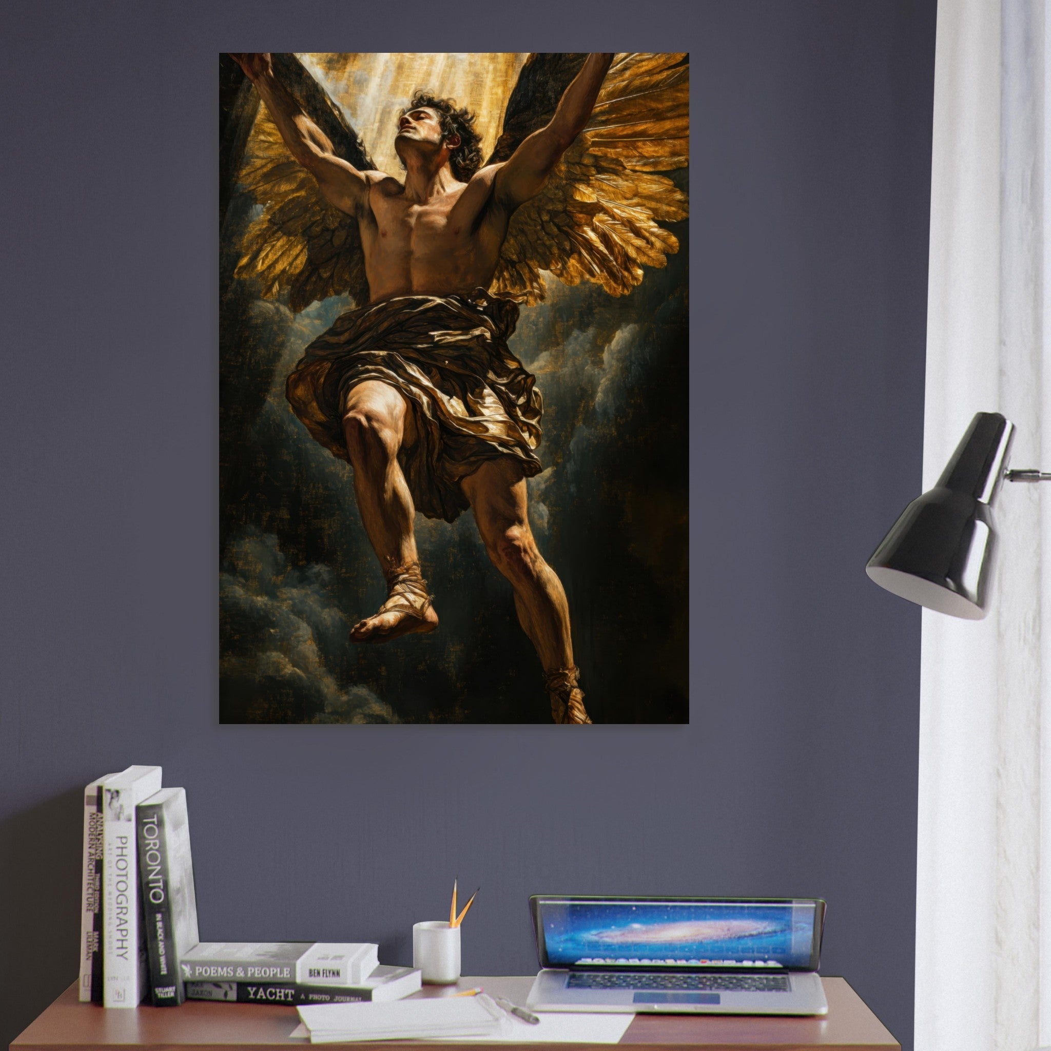 Aluminum Print Portrait - The Fallen Angels Descent Baroque Mythological 5 - Shop Ai Art WebShop - Digital Art online Store