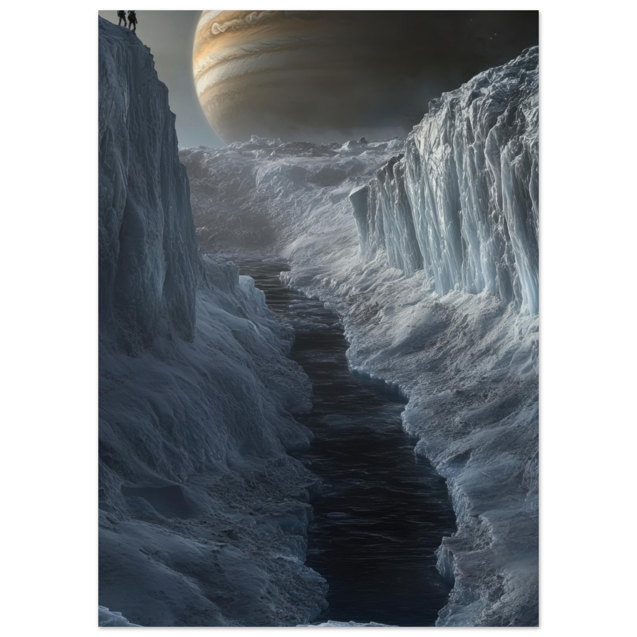 Aluminum Print Portrait - The Frozen Wasteland of Europa An expedition tea 2 - Shop Ai Art WebShop - Digital Art online Store