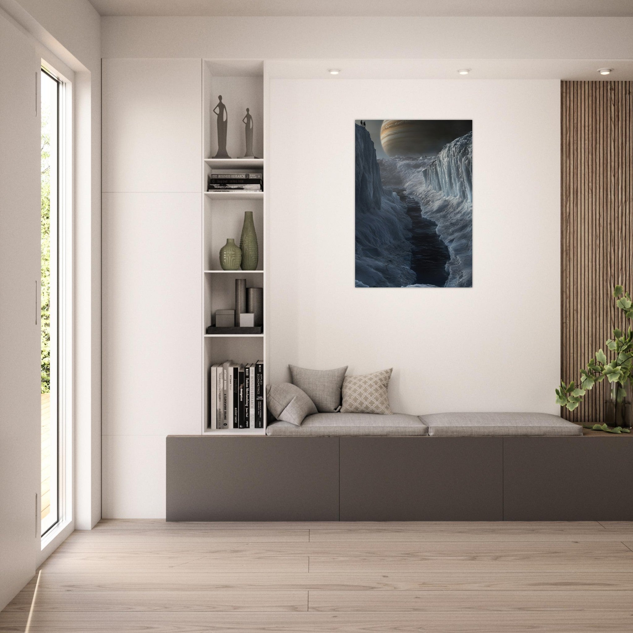 Aluminum Print Portrait - The Frozen Wasteland of Europa An expedition tea 2 - Shop Ai Art WebShop - Digital Art online Store