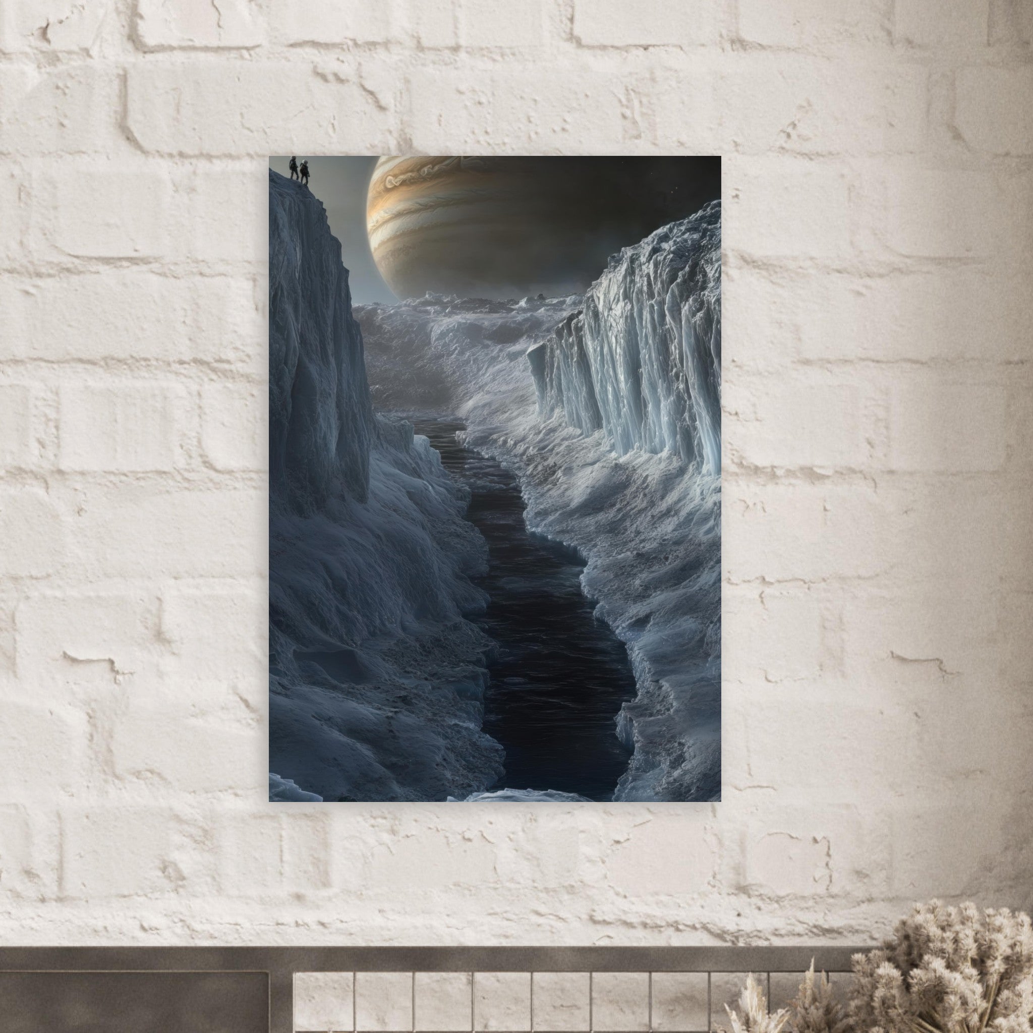 Aluminum Print Portrait - The Frozen Wasteland of Europa An expedition tea 2 - Shop Ai Art WebShop - Digital Art online Store