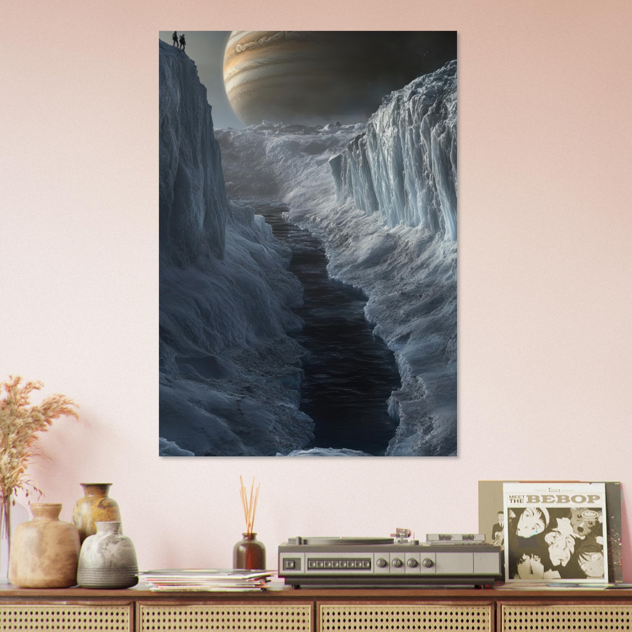 Aluminum Print Portrait - The Frozen Wasteland of Europa An expedition tea 2 - Shop Ai Art WebShop - Digital Art online Store