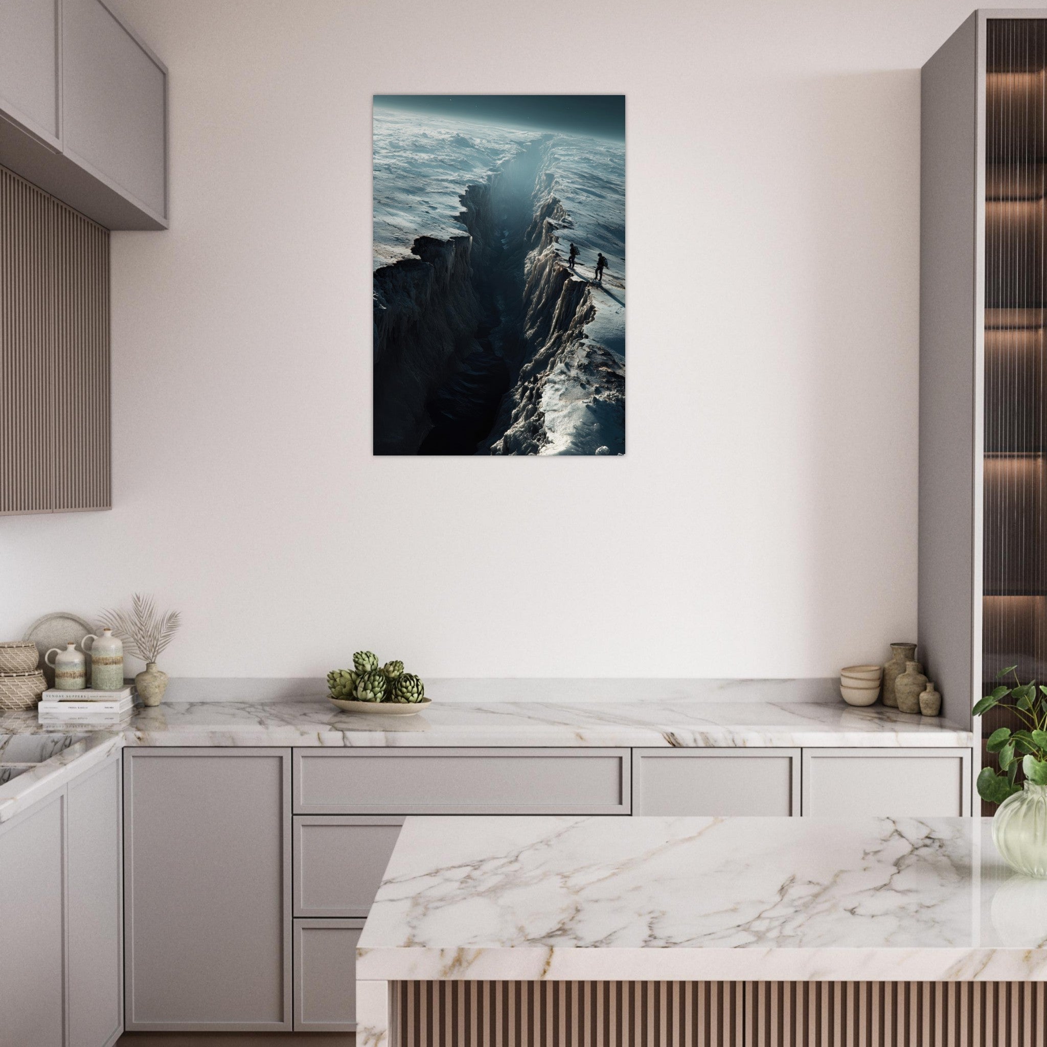 Aluminum Print Portrait - The Frozen Wasteland of Europa An expedition tea - Shop Ai Art WebShop - Digital Art online Store