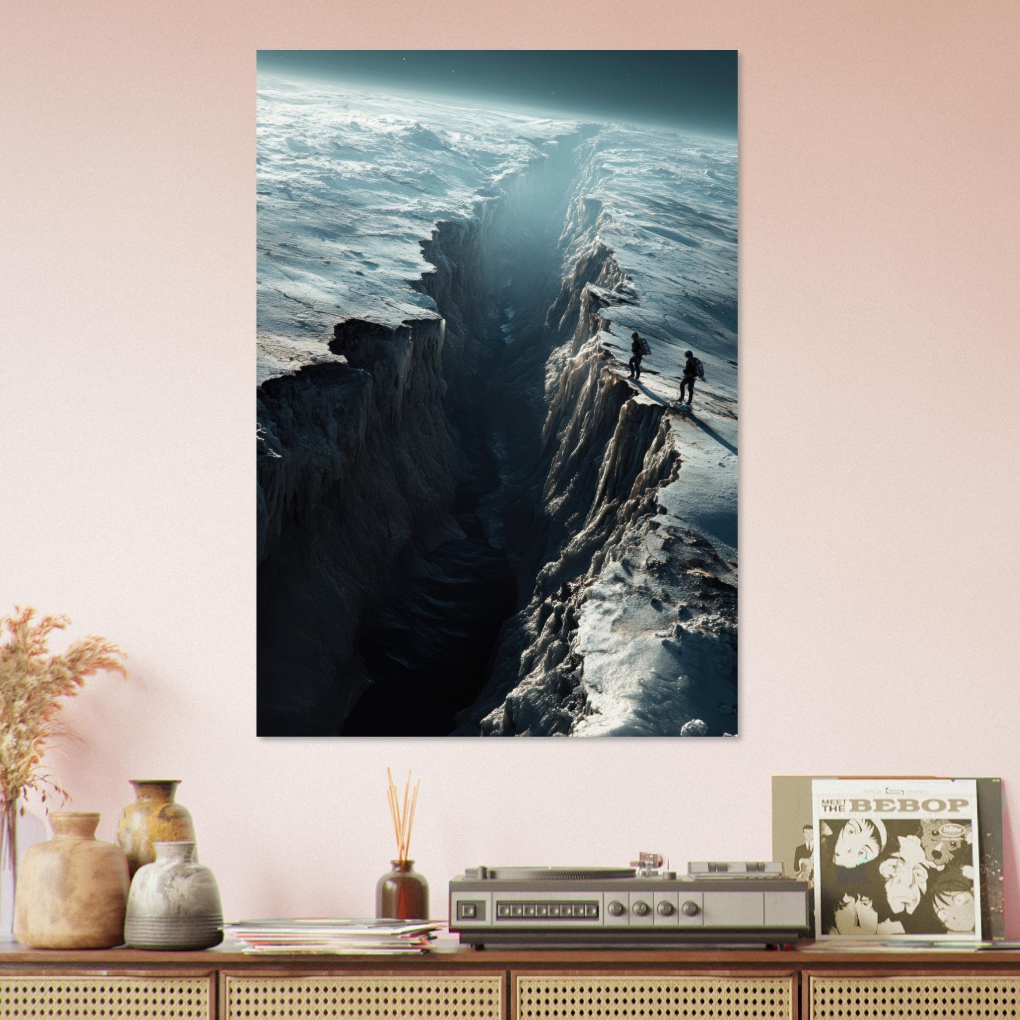 Aluminum Print Portrait - The Frozen Wasteland of Europa An expedition tea - Shop Ai Art WebShop - Digital Art online Store