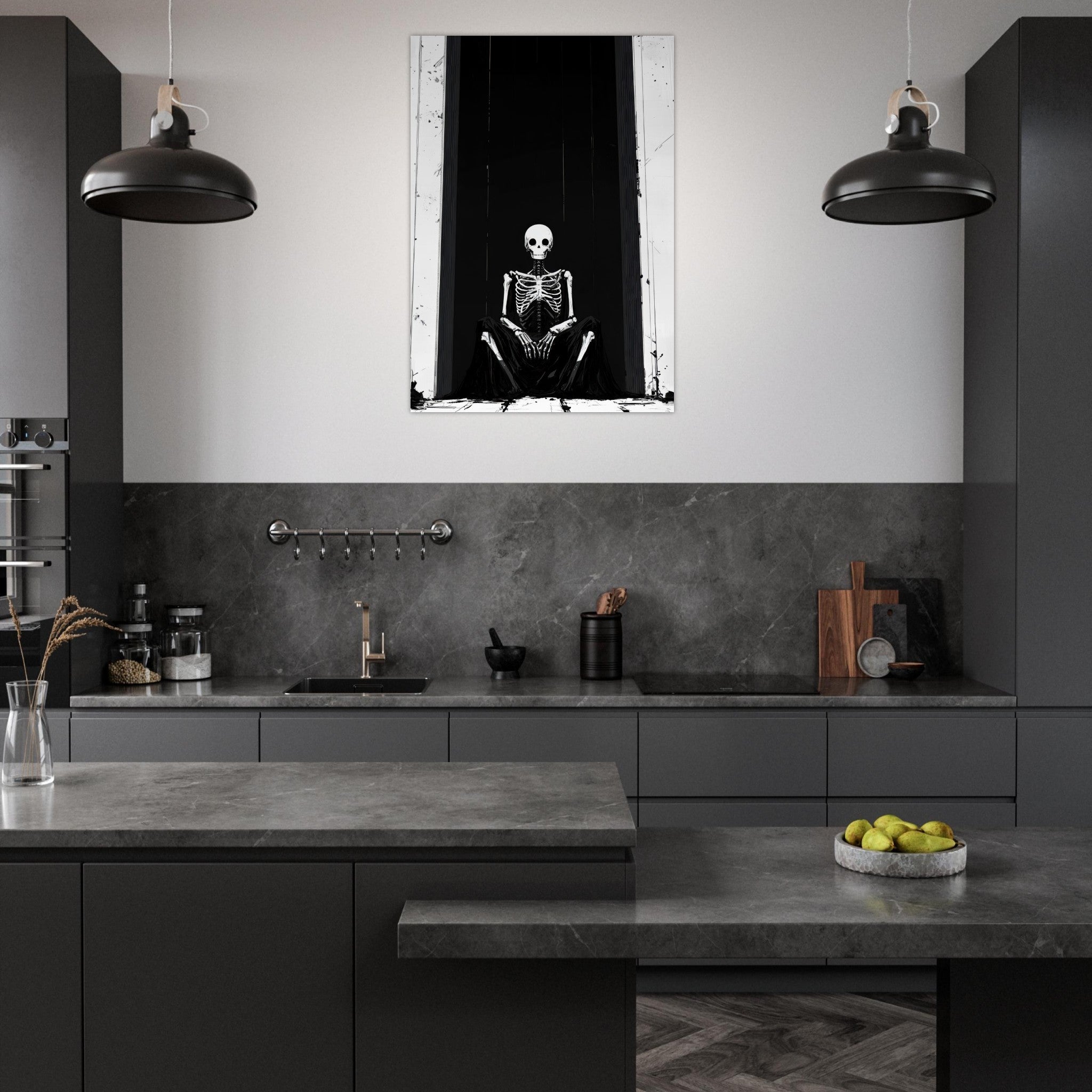 Aluminum Print Portrait - The Hollow King A haunting minimalist piece feat - Shop Ai Art WebShop - Digital Art online Store