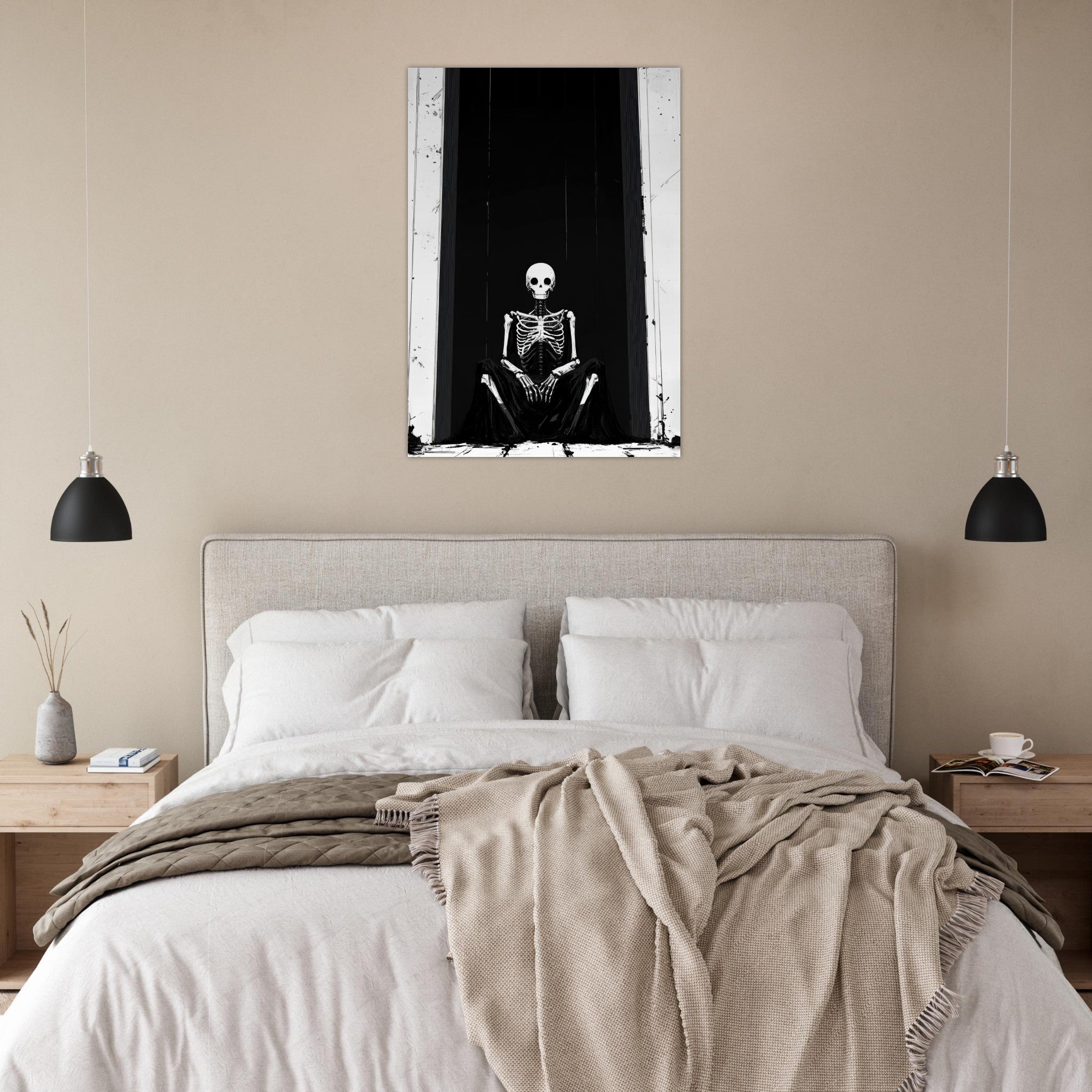 Aluminum Print Portrait - The Hollow King A haunting minimalist piece feat - Shop Ai Art WebShop - Digital Art online Store