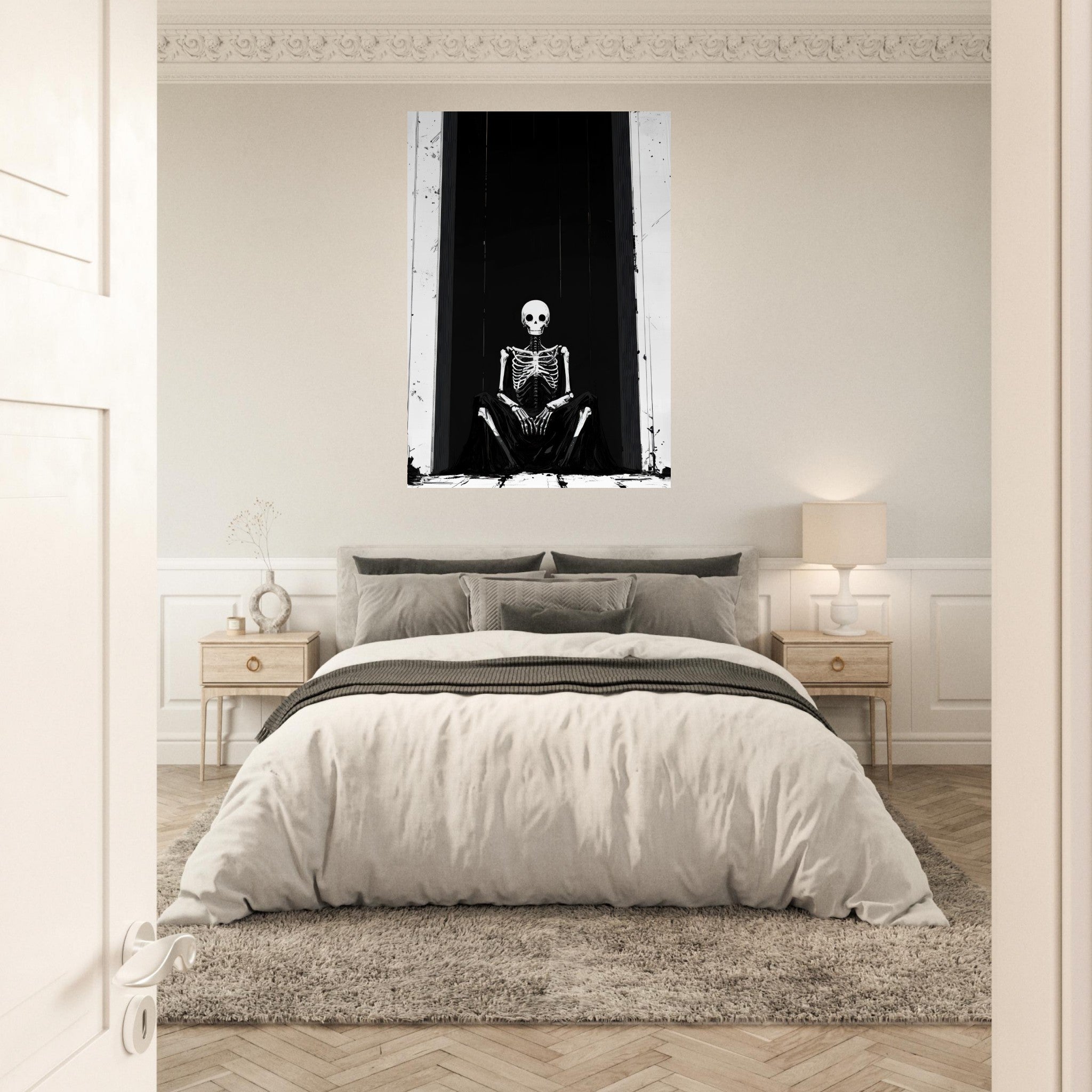 Aluminum Print Portrait - The Hollow King A haunting minimalist piece feat - Shop Ai Art WebShop - Digital Art online Store