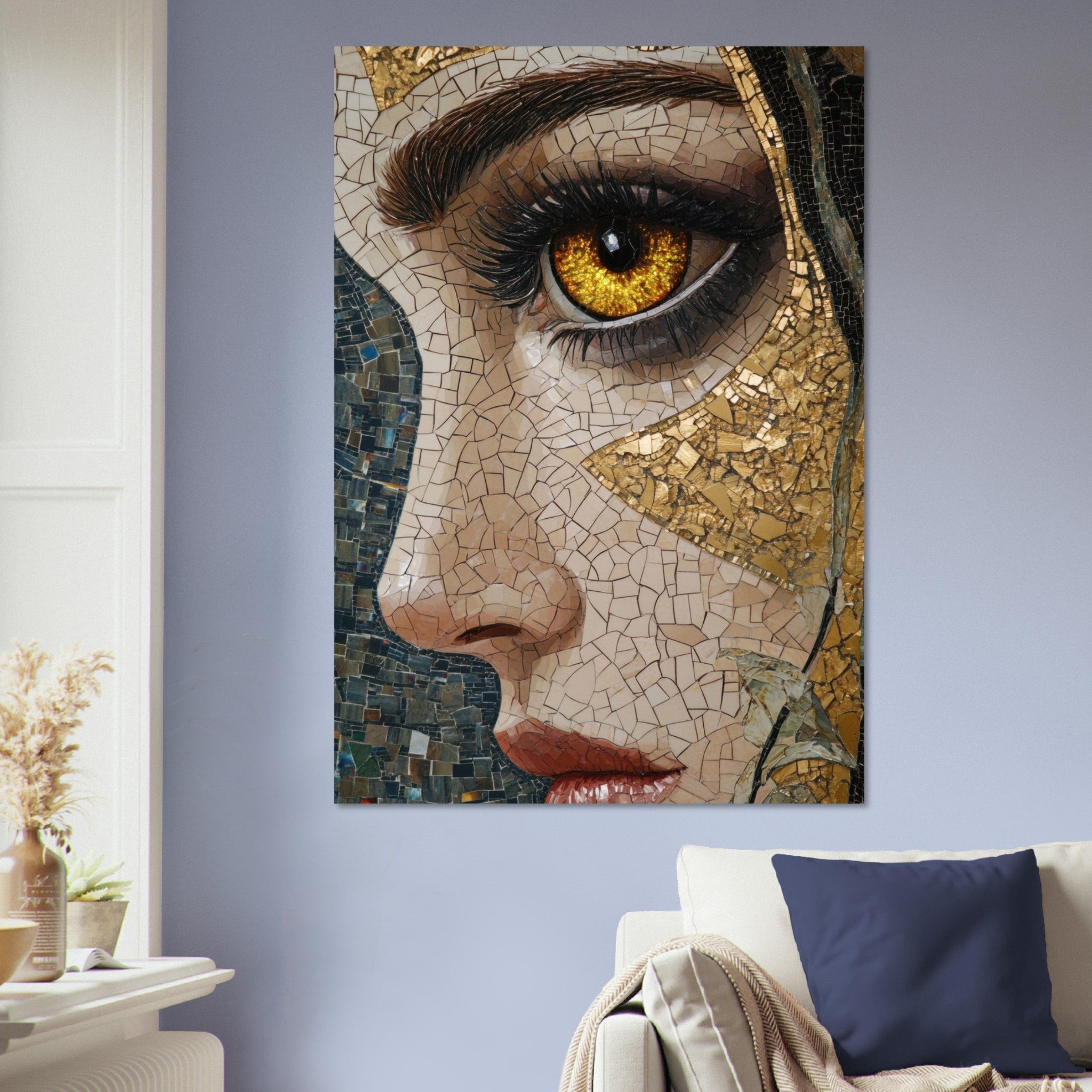 Aluminum Print Portrait - The Oracles Forbidden Prophecy Byzantine Mosaic - Shop Ai Art WebShop - Digital Art online Store