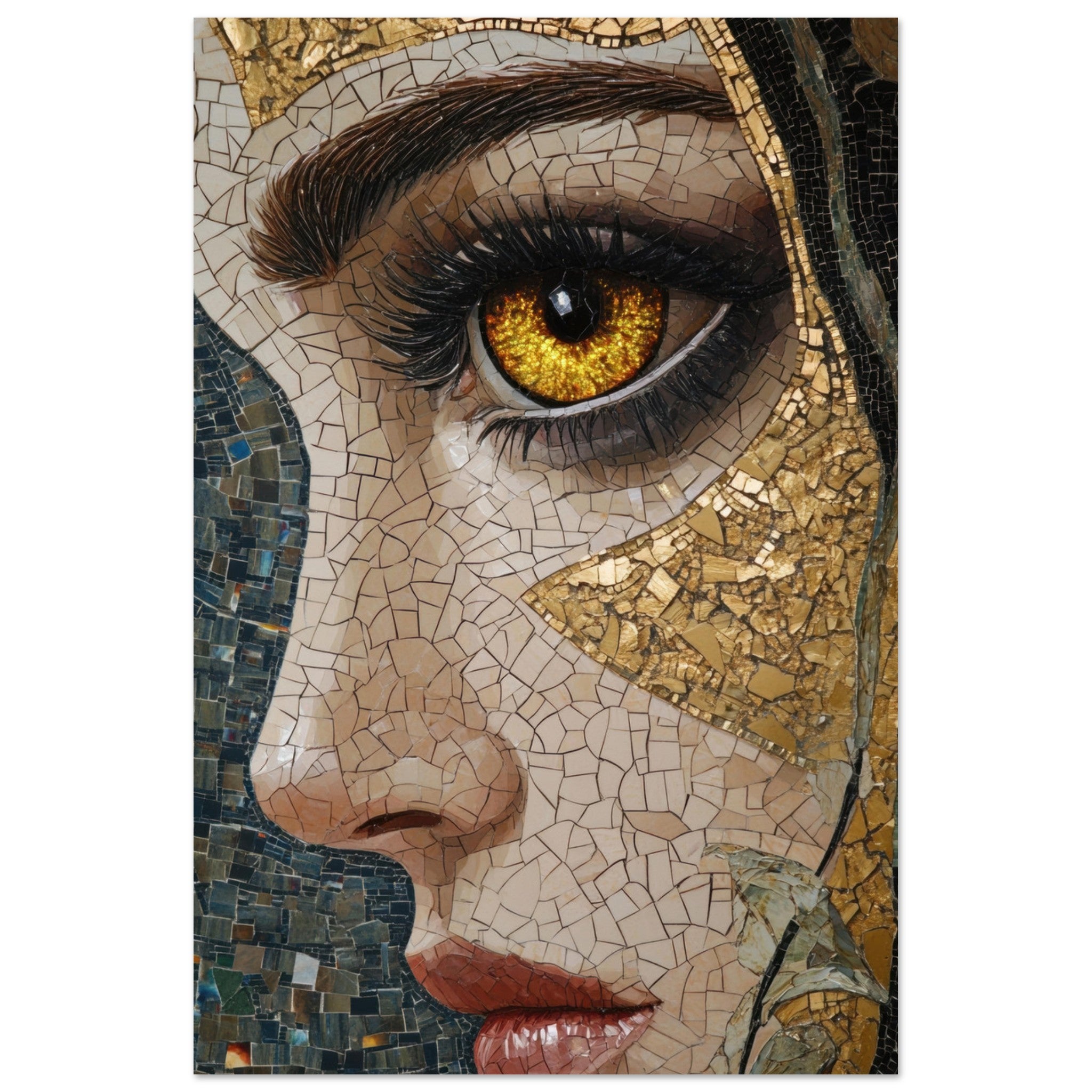 Aluminum Print Portrait - The Oracles Forbidden Prophecy Byzantine Mosaic - Shop Ai Art WebShop - Digital Art online Store