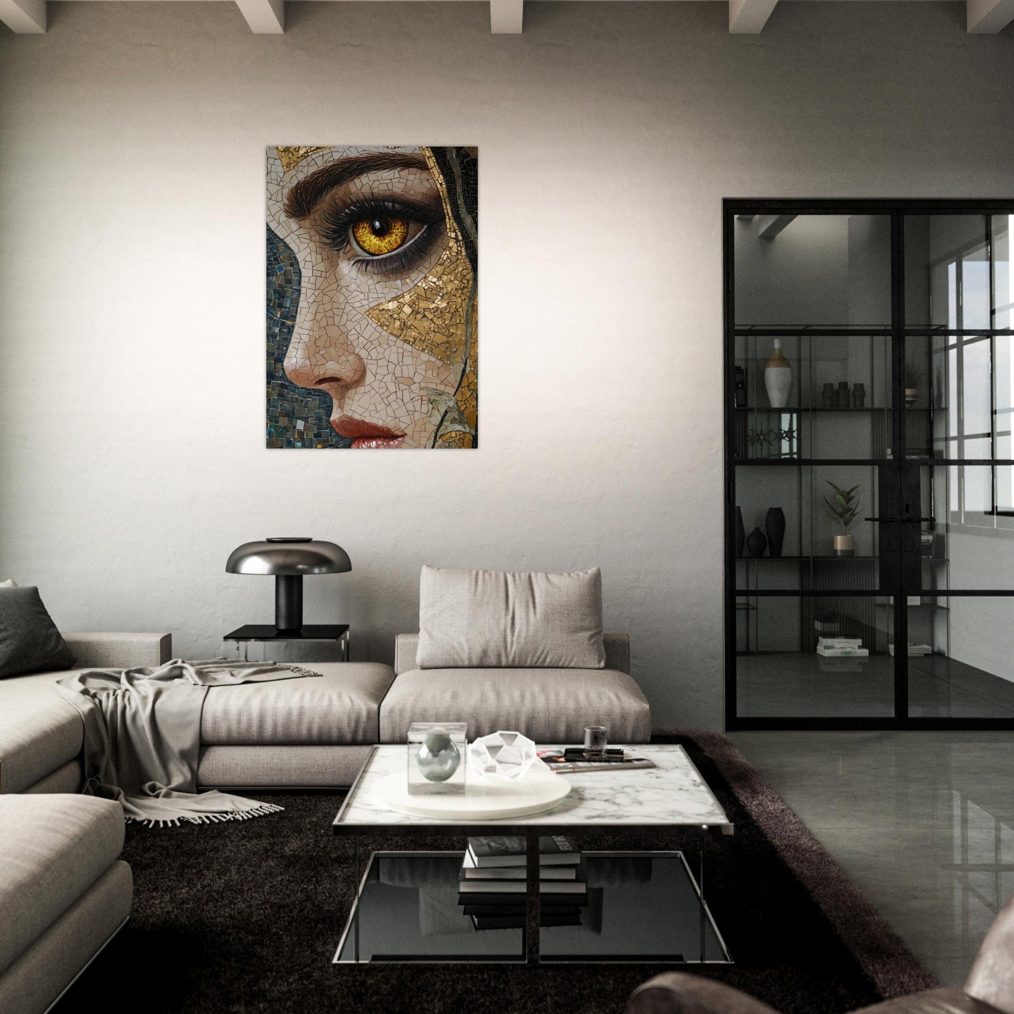 Aluminum Print Portrait - The Oracles Forbidden Prophecy Byzantine Mosaic - Shop Ai Art WebShop - Digital Art online Store