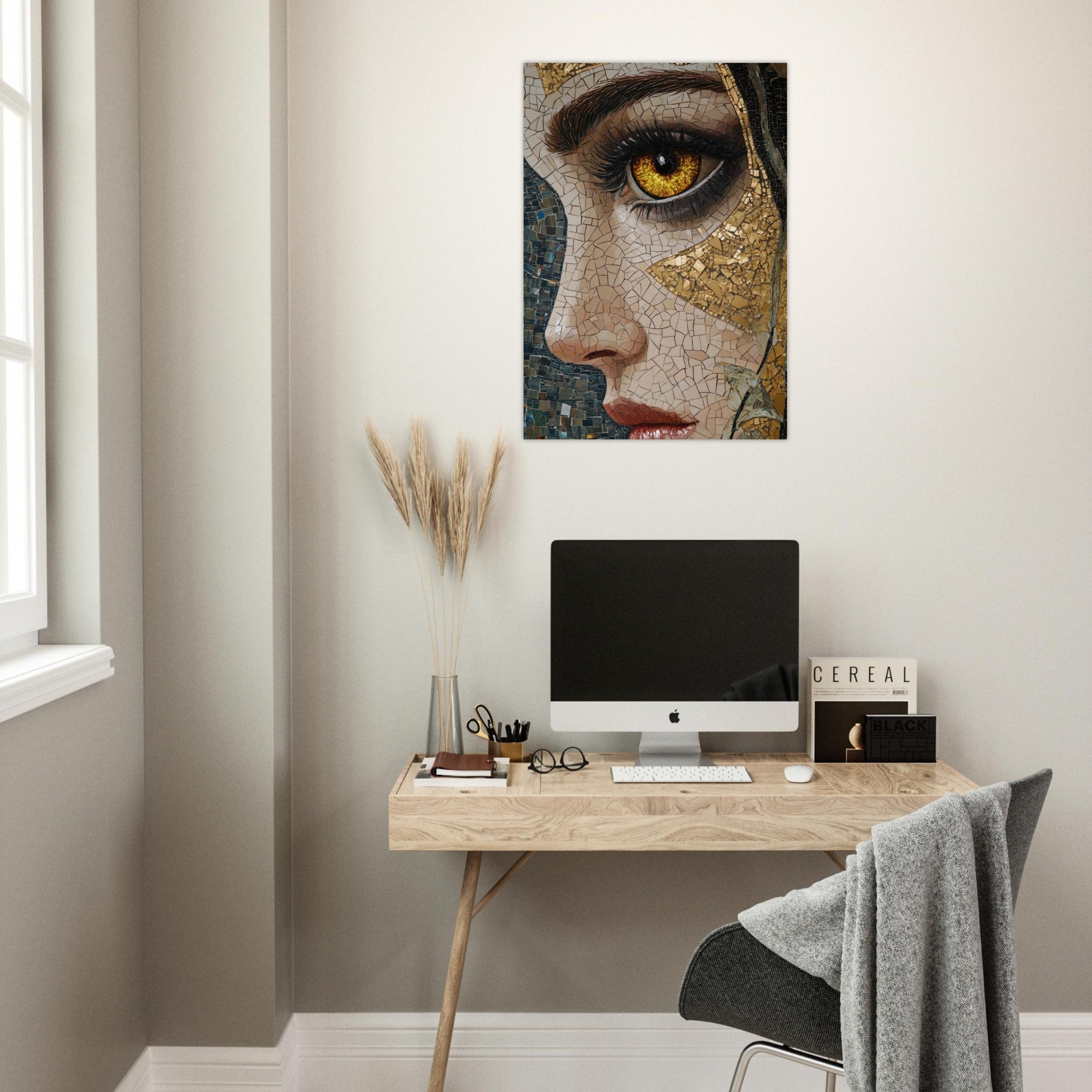 Aluminum Print Portrait - The Oracles Forbidden Prophecy Byzantine Mosaic - Shop Ai Art WebShop - Digital Art online Store