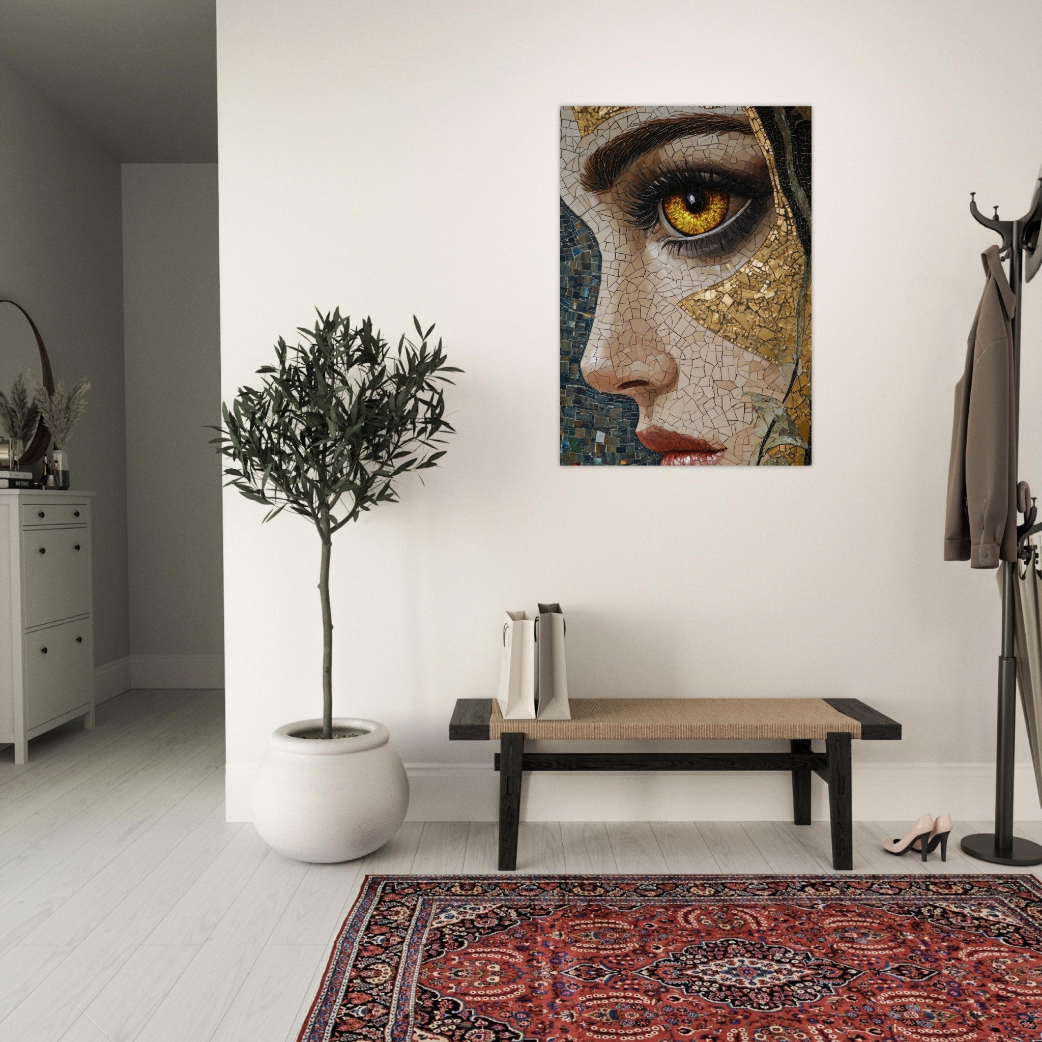 Aluminum Print Portrait - The Oracles Forbidden Prophecy Byzantine Mosaic - Shop Ai Art WebShop - Digital Art online Store