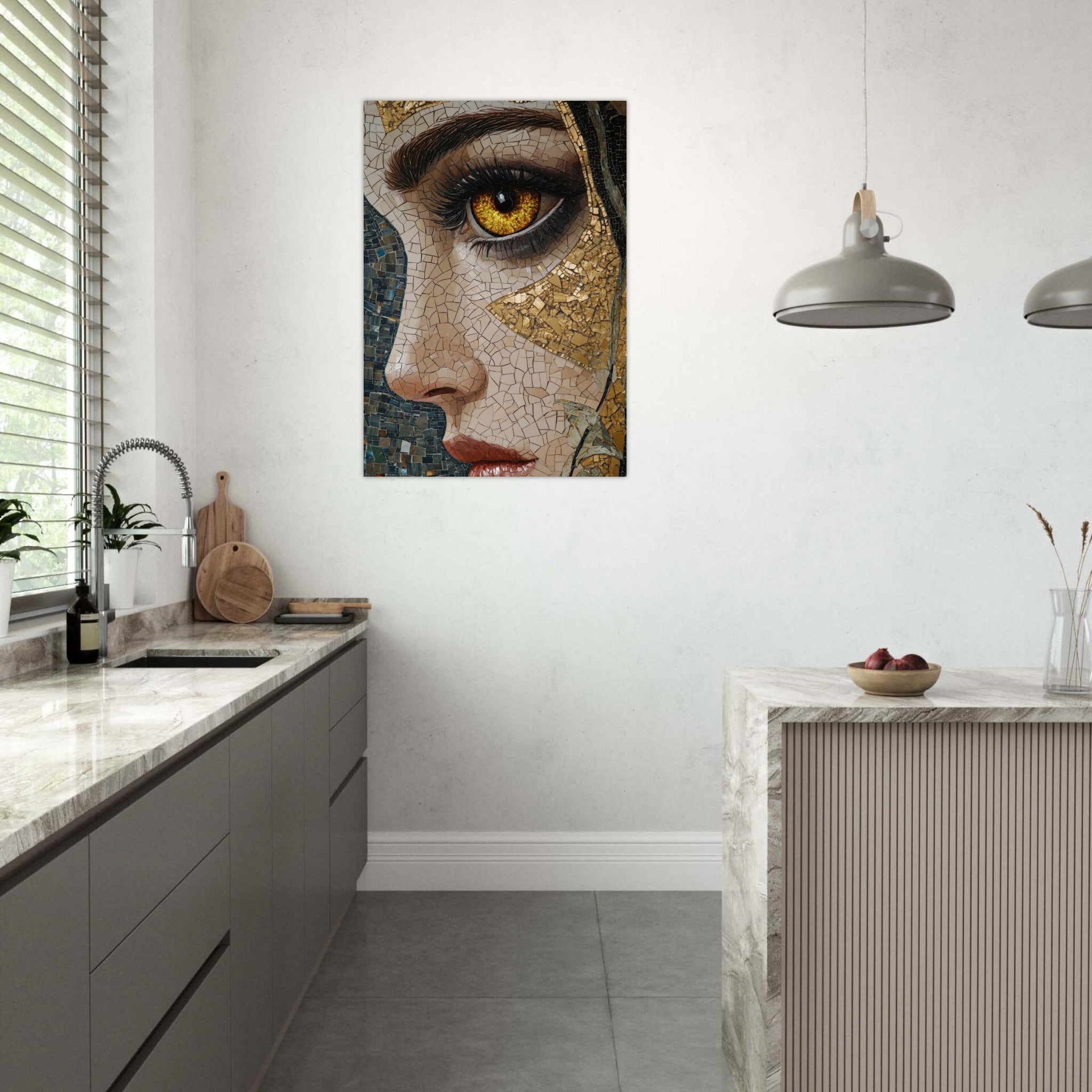 Aluminum Print Portrait - The Oracles Forbidden Prophecy Byzantine Mosaic - Shop Ai Art WebShop - Digital Art online Store