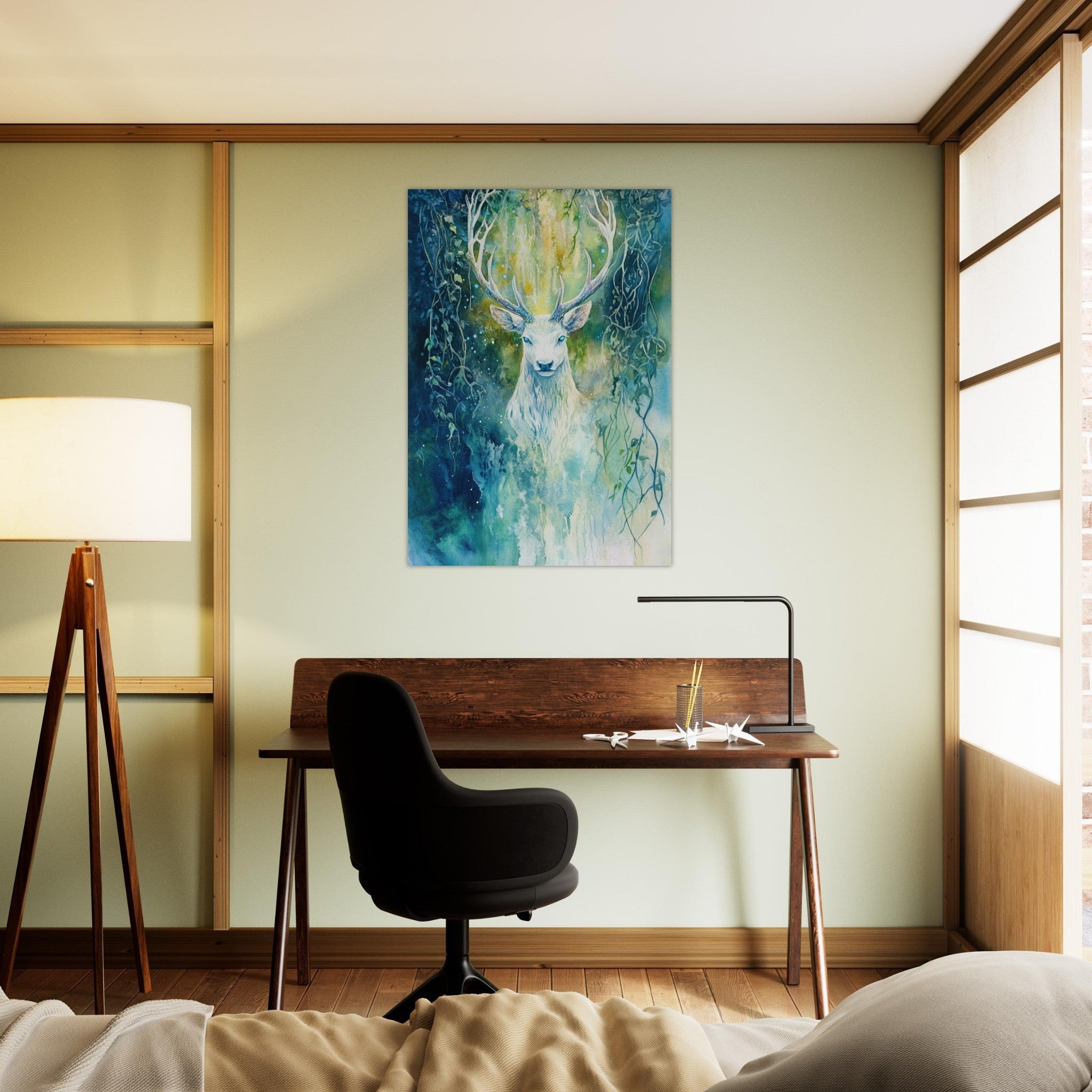 Aluminum Print Portrait - The Silver Stag of the Enchanted Glade Fantasy 4 - Ai Art Force