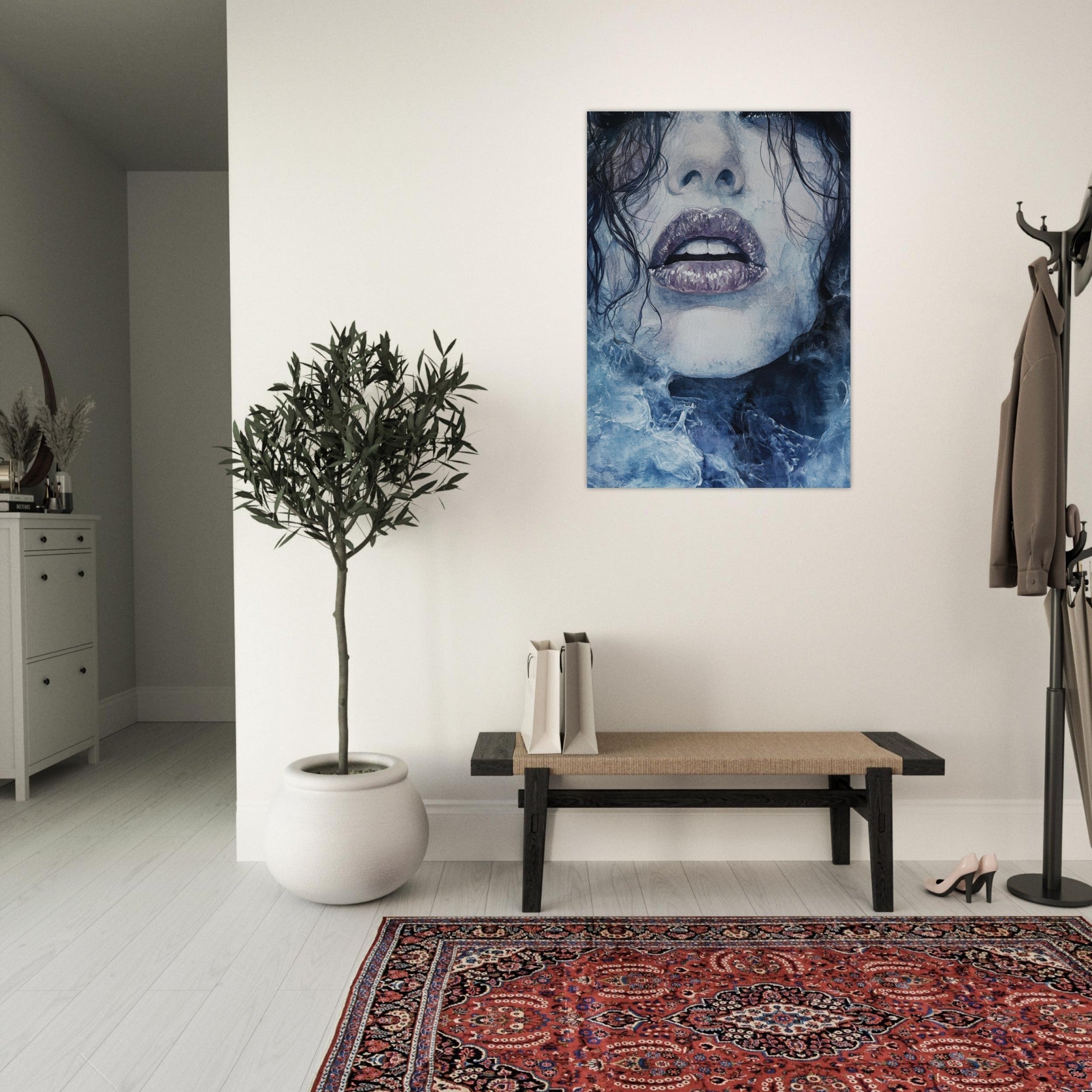 Aluminum Print Portrait - The Sirens Lament Gothic Watercolor Extreme Los 4 - Shop Ai Art WebShop - Digital Art online Store