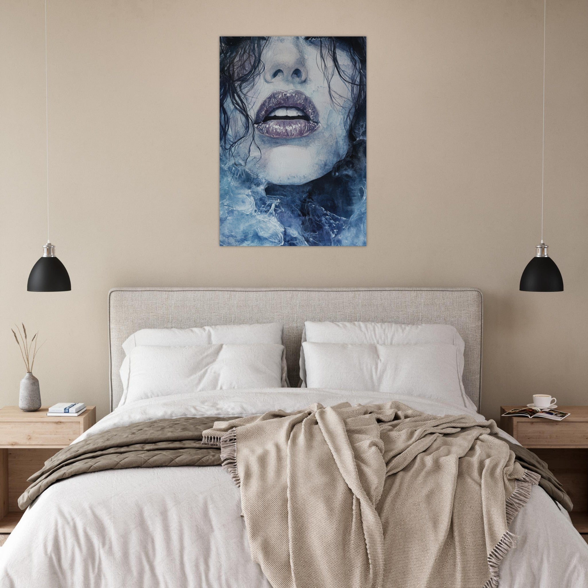 Aluminum Print Portrait - The Sirens Lament Gothic Watercolor Extreme Los 4 - Shop Ai Art WebShop - Digital Art online Store