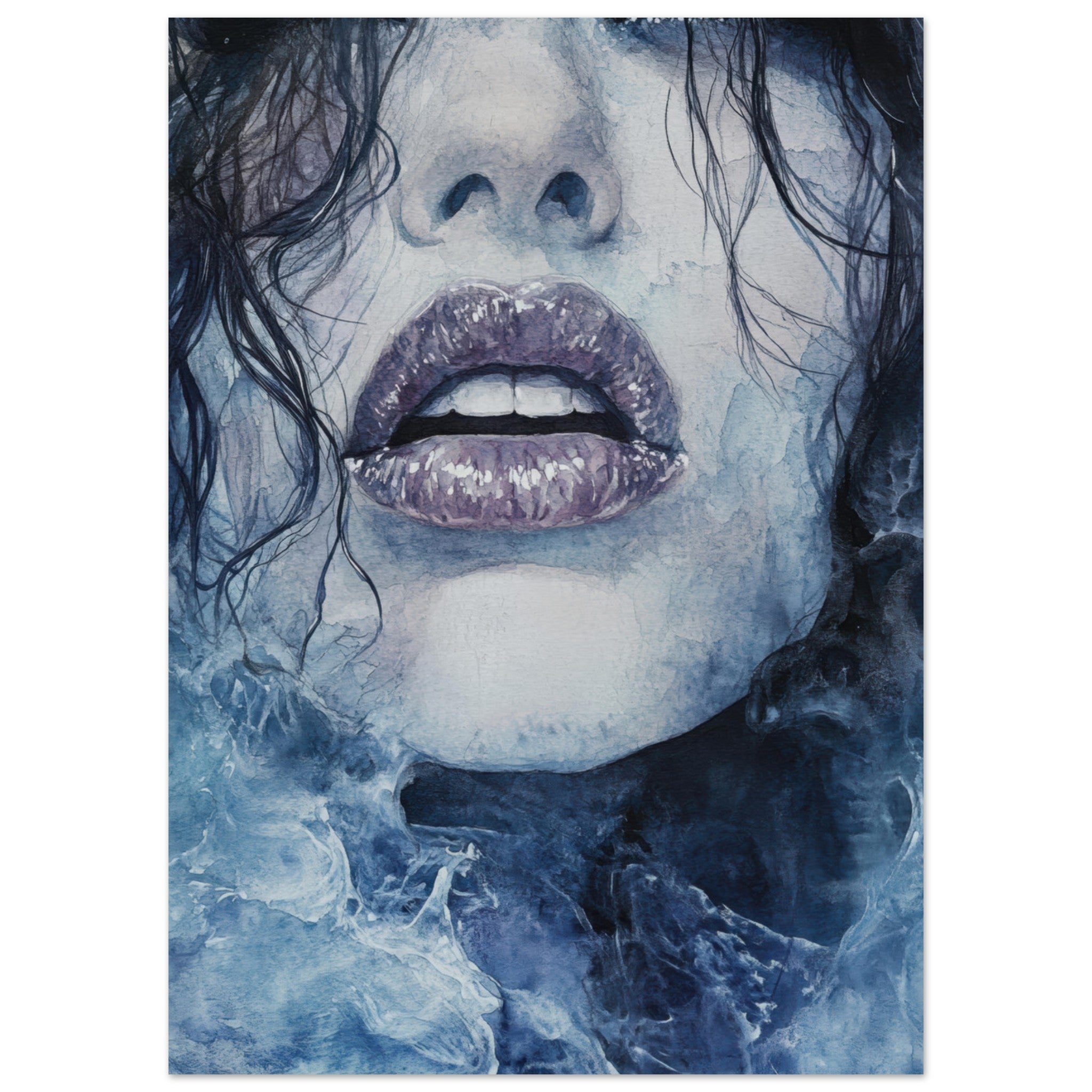 Aluminum Print Portrait - The Sirens Lament Gothic Watercolor Extreme Los 4 - Shop Ai Art WebShop - Digital Art online Store