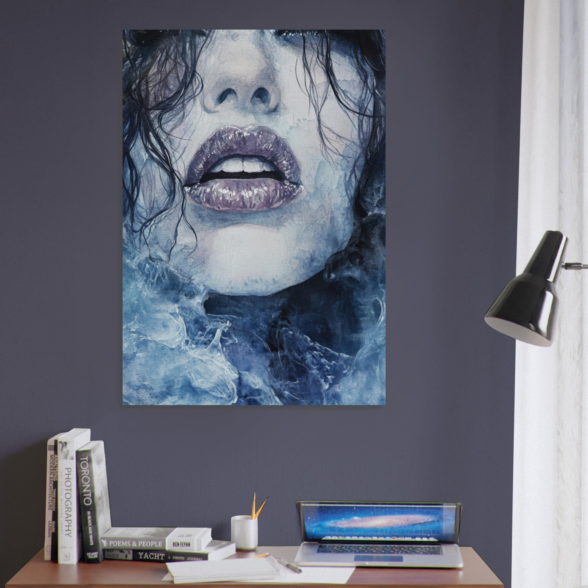 Aluminum Print Portrait - The Sirens Lament Gothic Watercolor Extreme Los 4 - Shop Ai Art WebShop - Digital Art online Store