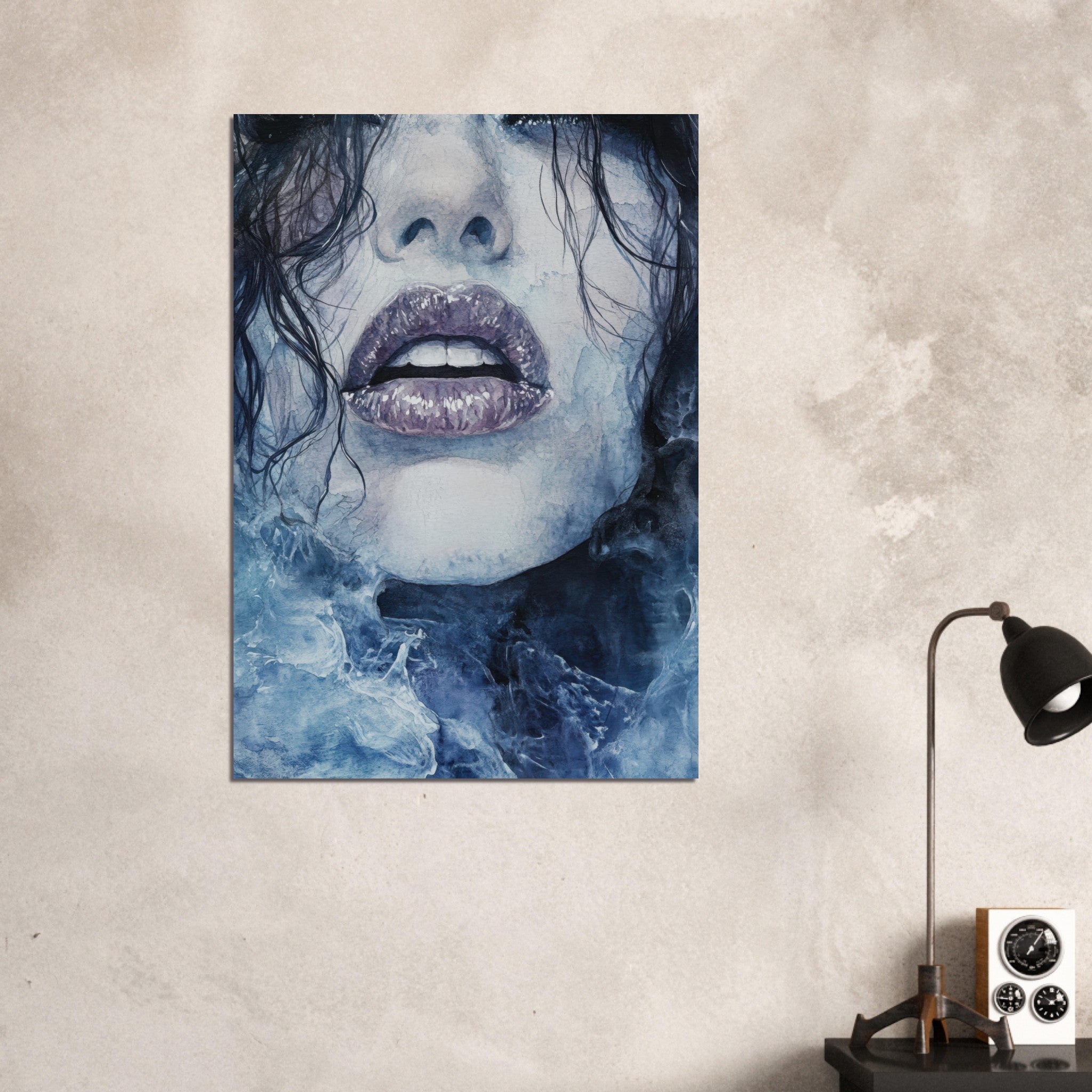 Aluminum Print Portrait - The Sirens Lament Gothic Watercolor Extreme Los 4 - Shop Ai Art WebShop - Digital Art online Store
