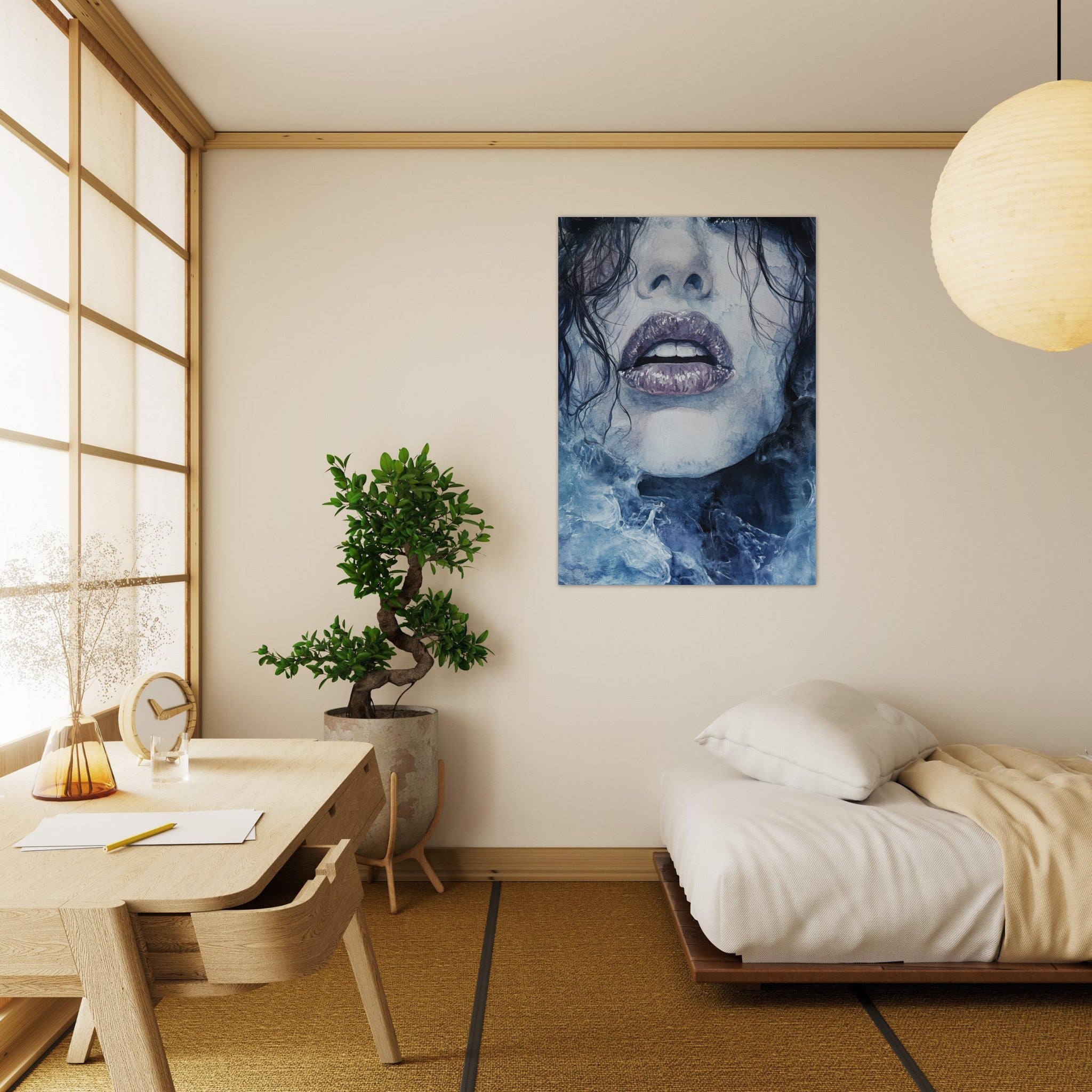 Aluminum Print Portrait - The Sirens Lament Gothic Watercolor Extreme Los 4 - Shop Ai Art WebShop - Digital Art online Store