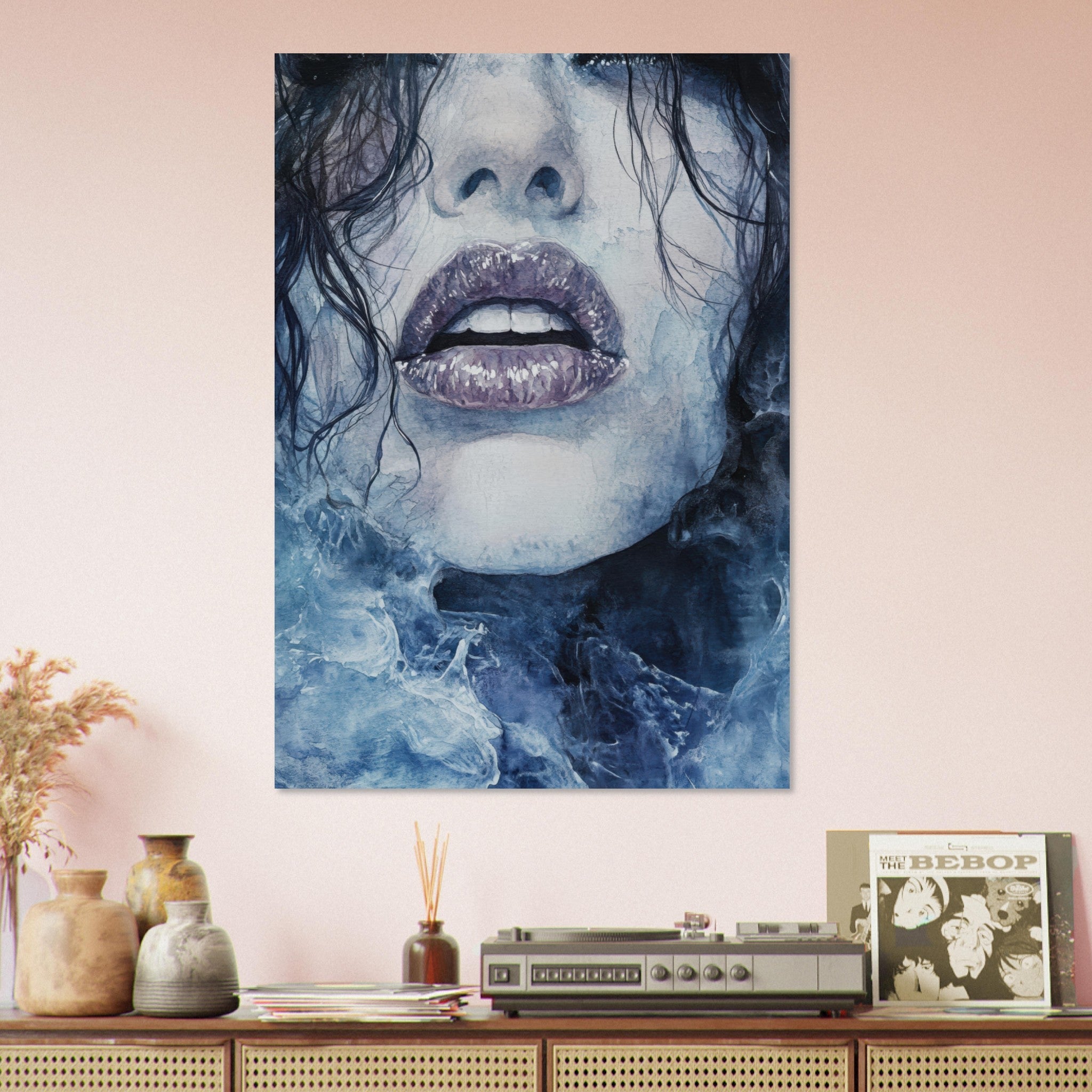 Aluminum Print Portrait - The Sirens Lament Gothic Watercolor Extreme Los 4 - Shop Ai Art WebShop - Digital Art online Store