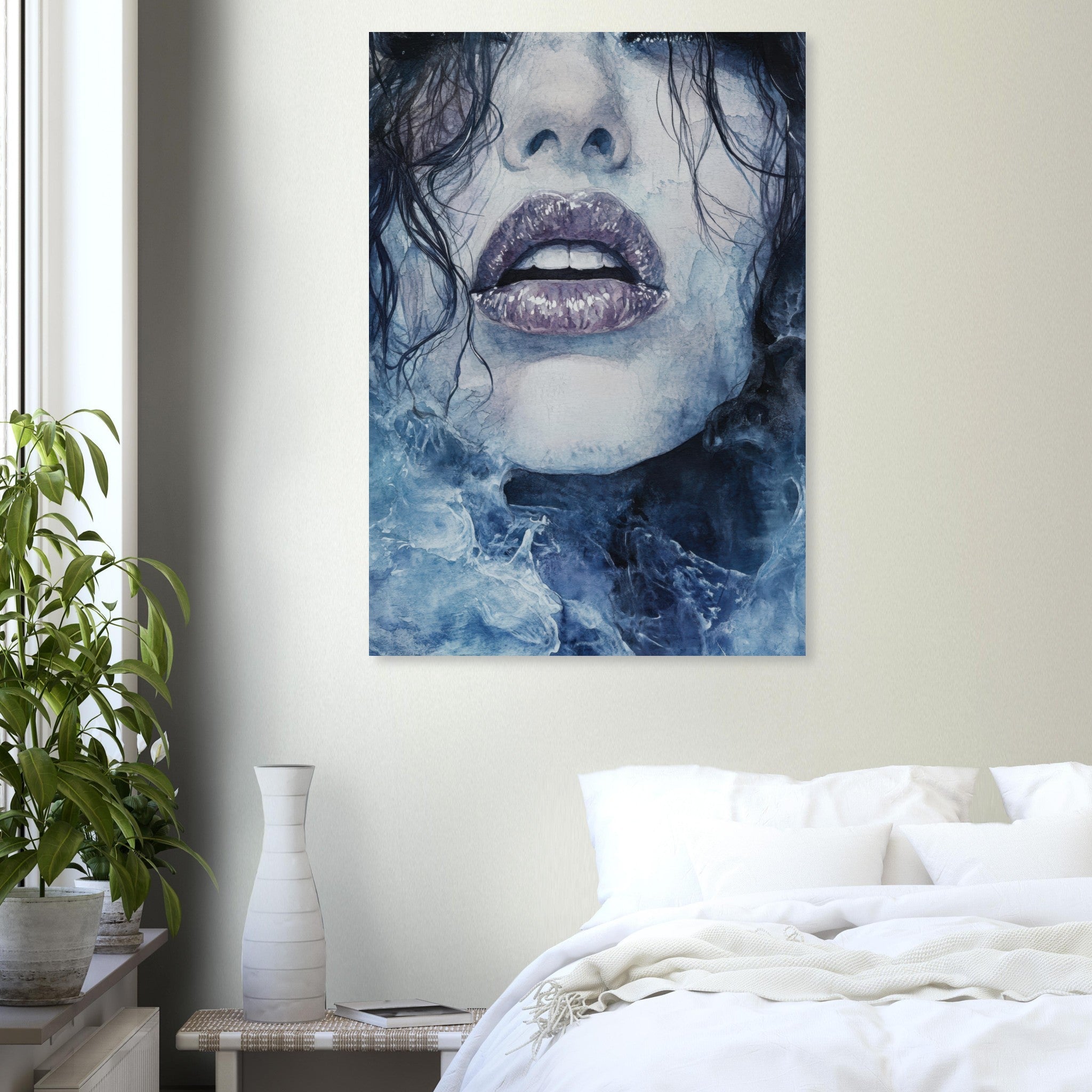 Aluminum Print Portrait - The Sirens Lament Gothic Watercolor Extreme Los 4 - Shop Ai Art WebShop - Digital Art online Store