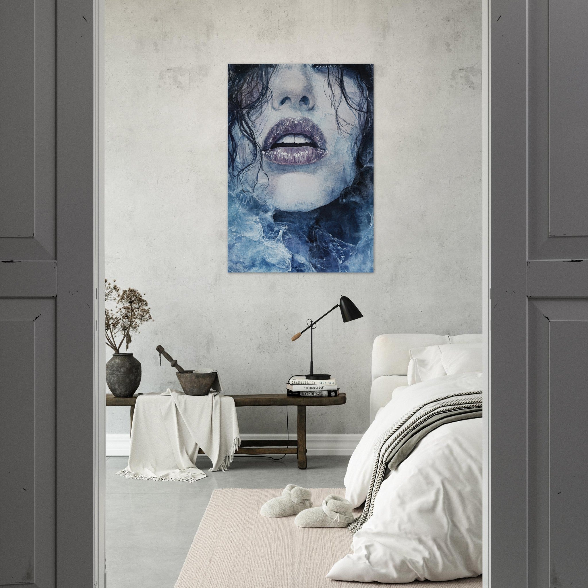 Aluminum Print Portrait - The Sirens Lament Gothic Watercolor Extreme Los 4 - Shop Ai Art WebShop - Digital Art online Store