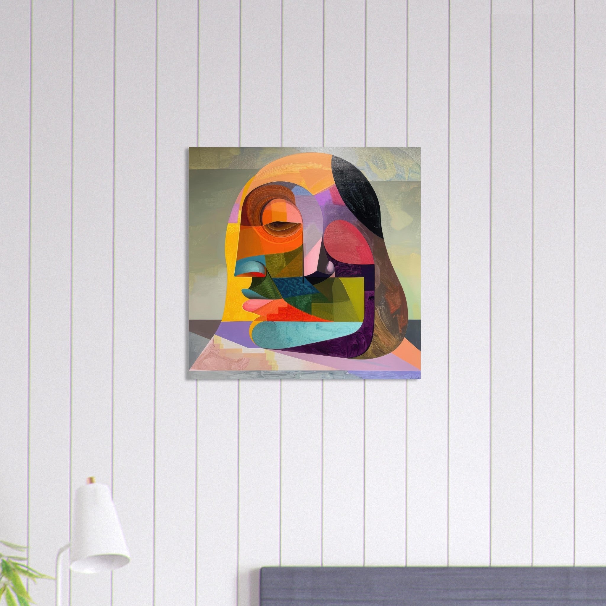 Aluminum Print Square - African Face in Abstract Style painting - Ai Art Force