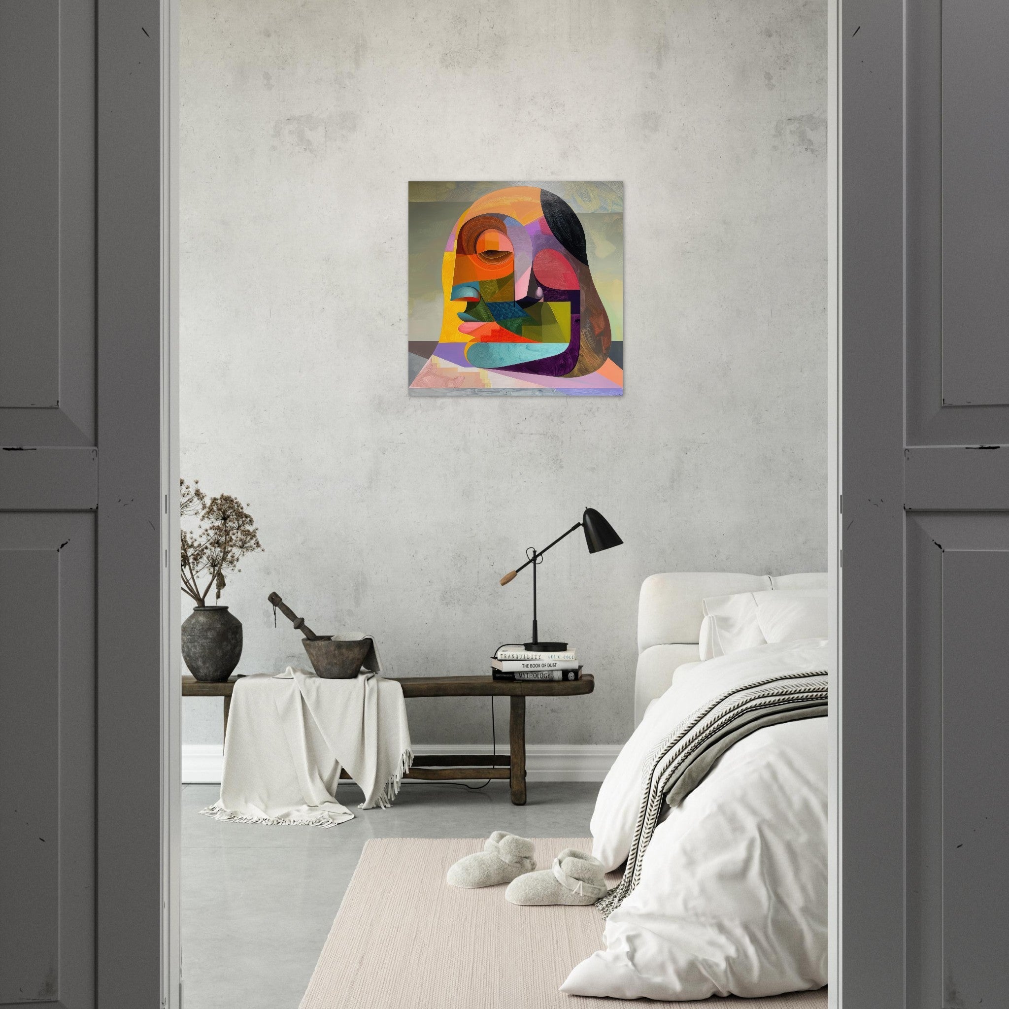 Aluminum Print Square - African Face in Abstract Style painting - Ai Art Force