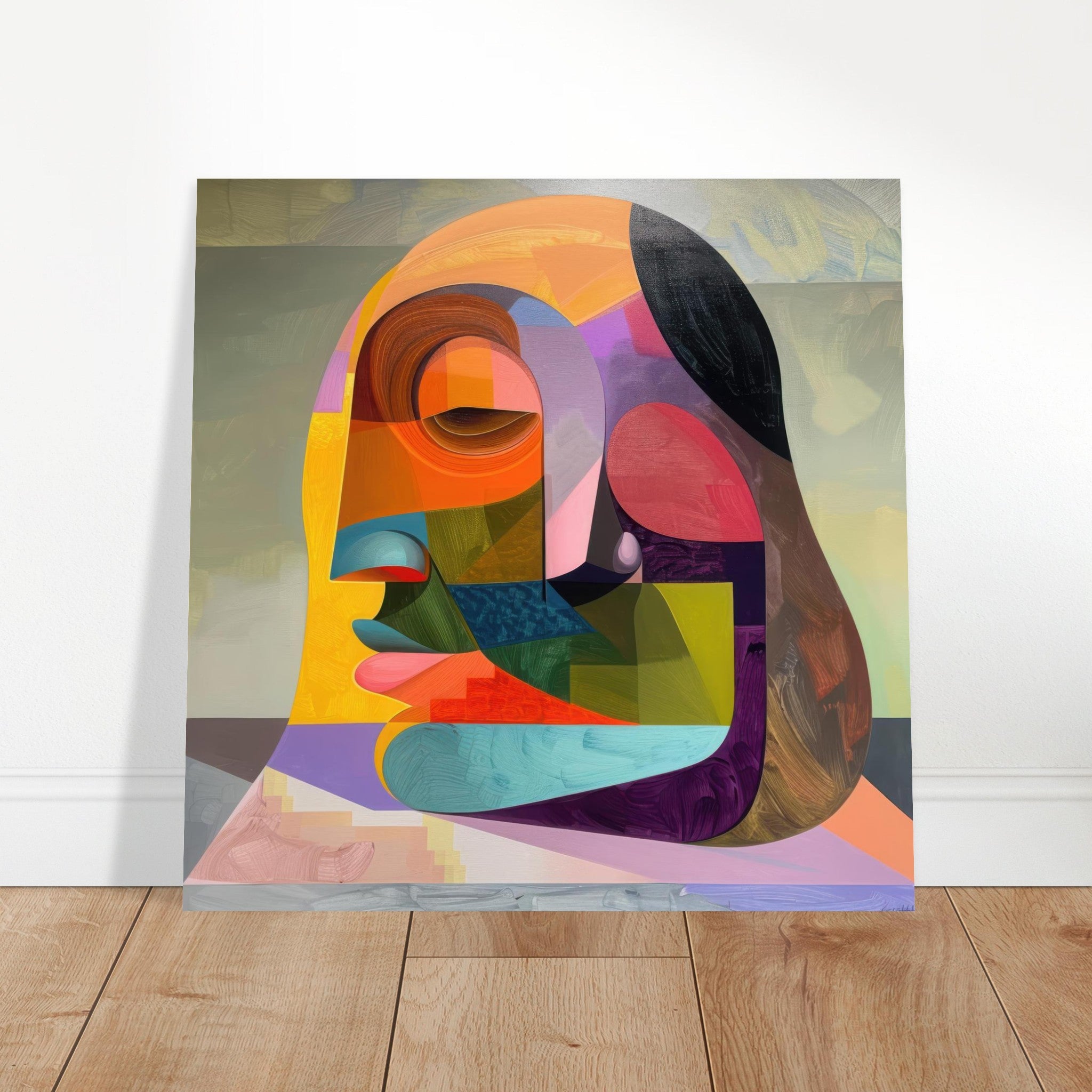 Aluminum Print Square - African Face in Abstract Style painting - Ai Art Force