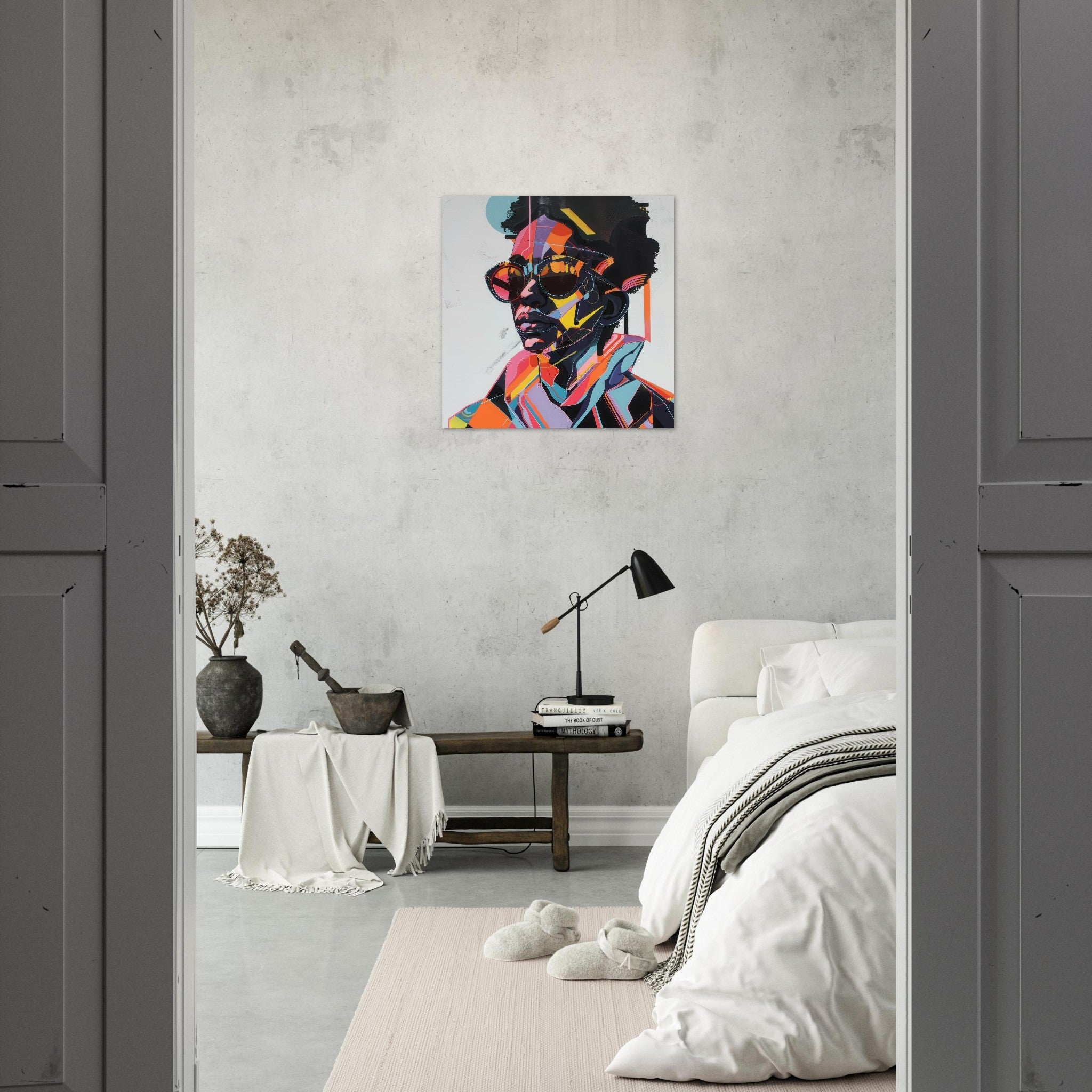 Aluminum Print Square - Afrofuturism swedish sharkansas in abstract styl 3 - Shop Ai Art WebShop - Digital Art online Store