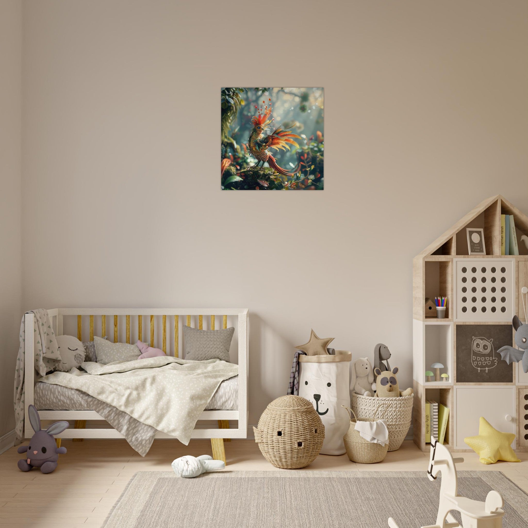 Aluminum Print Square - Amazing fantasy world with fantasy creatures 55m birds 6 - Shop Ai Art WebShop - Digital Art online Store
