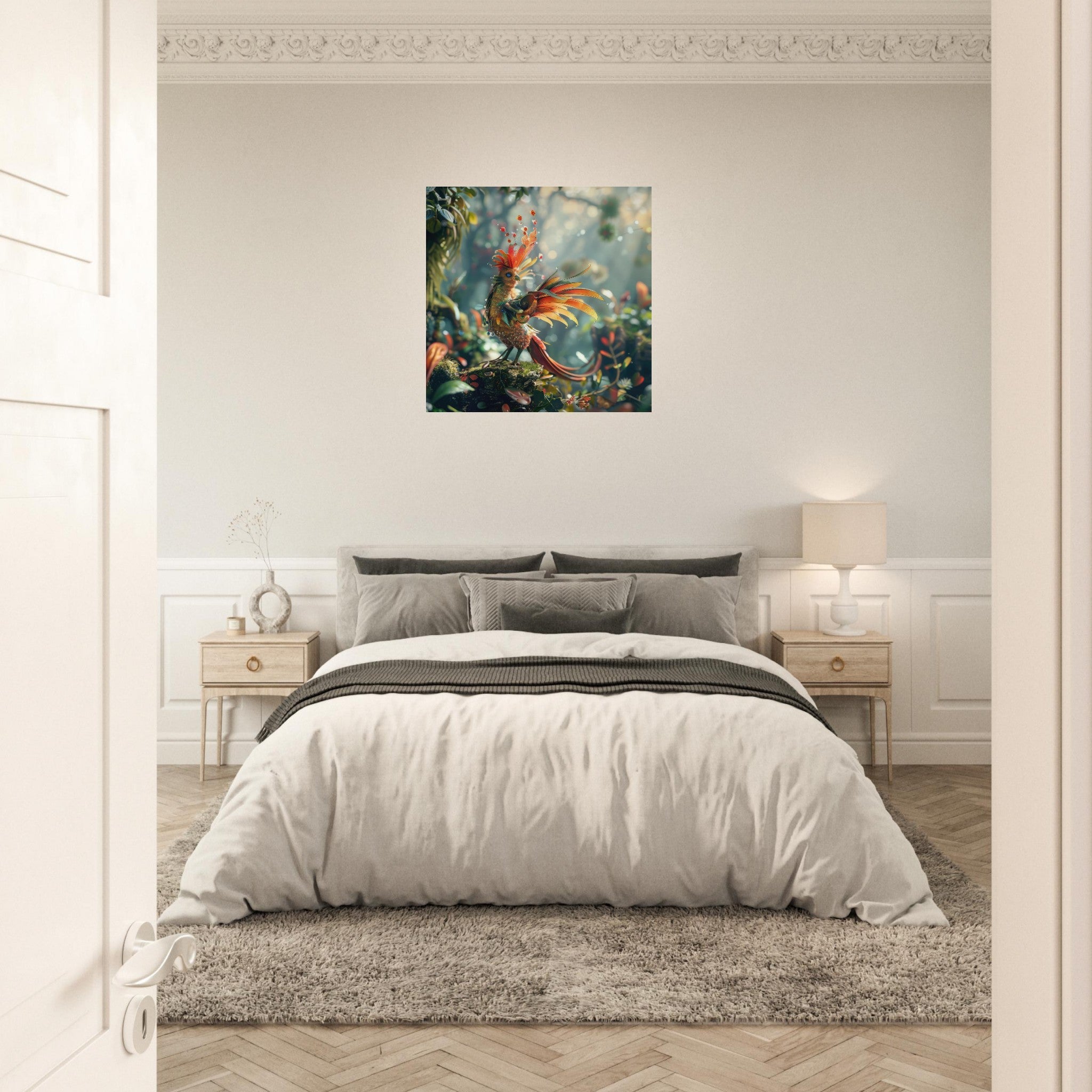 Aluminum Print Square - Amazing fantasy world with fantasy creatures 55m birds 6 - Shop Ai Art WebShop - Digital Art online Store