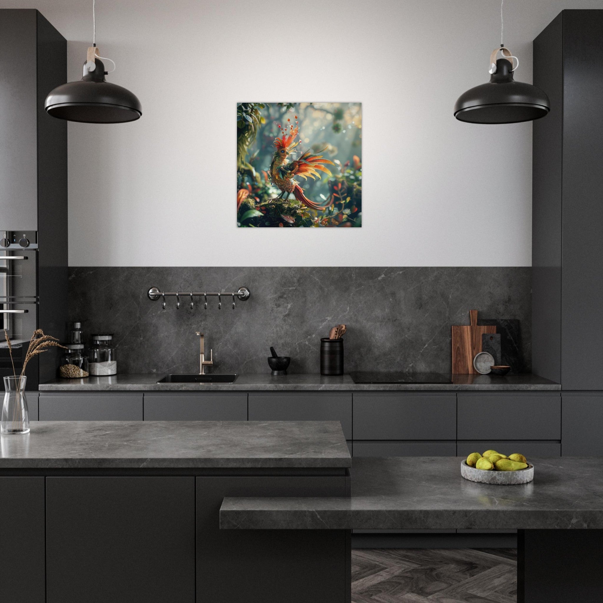 Aluminum Print Square - Amazing fantasy world with fantasy creatures 55m birds 6 - Shop Ai Art WebShop - Digital Art online Store