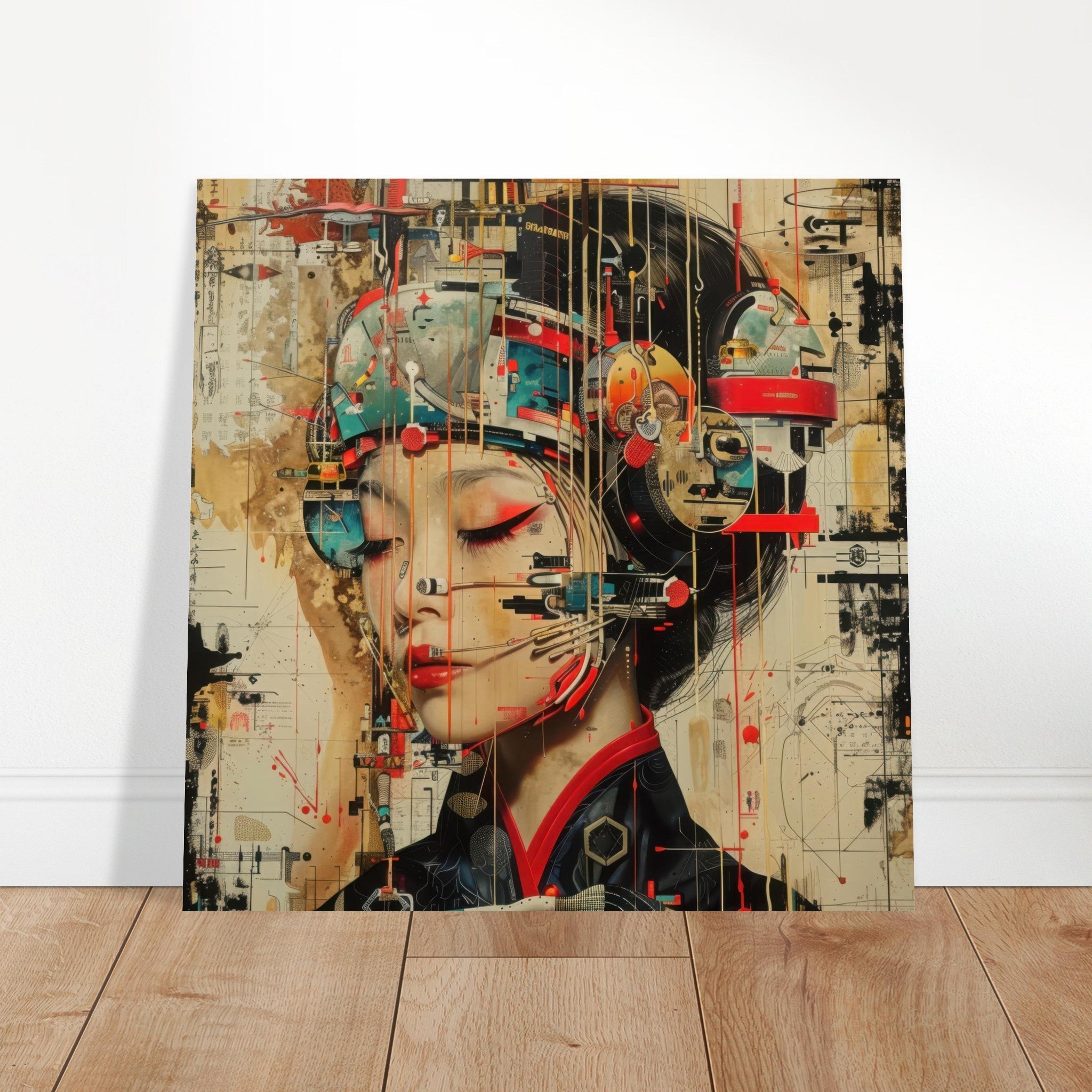 Aluminum Print Square - Asianfuturism swedish sharkansas in abstract style - Shop Ai Art WebShop - Digital Art online Store