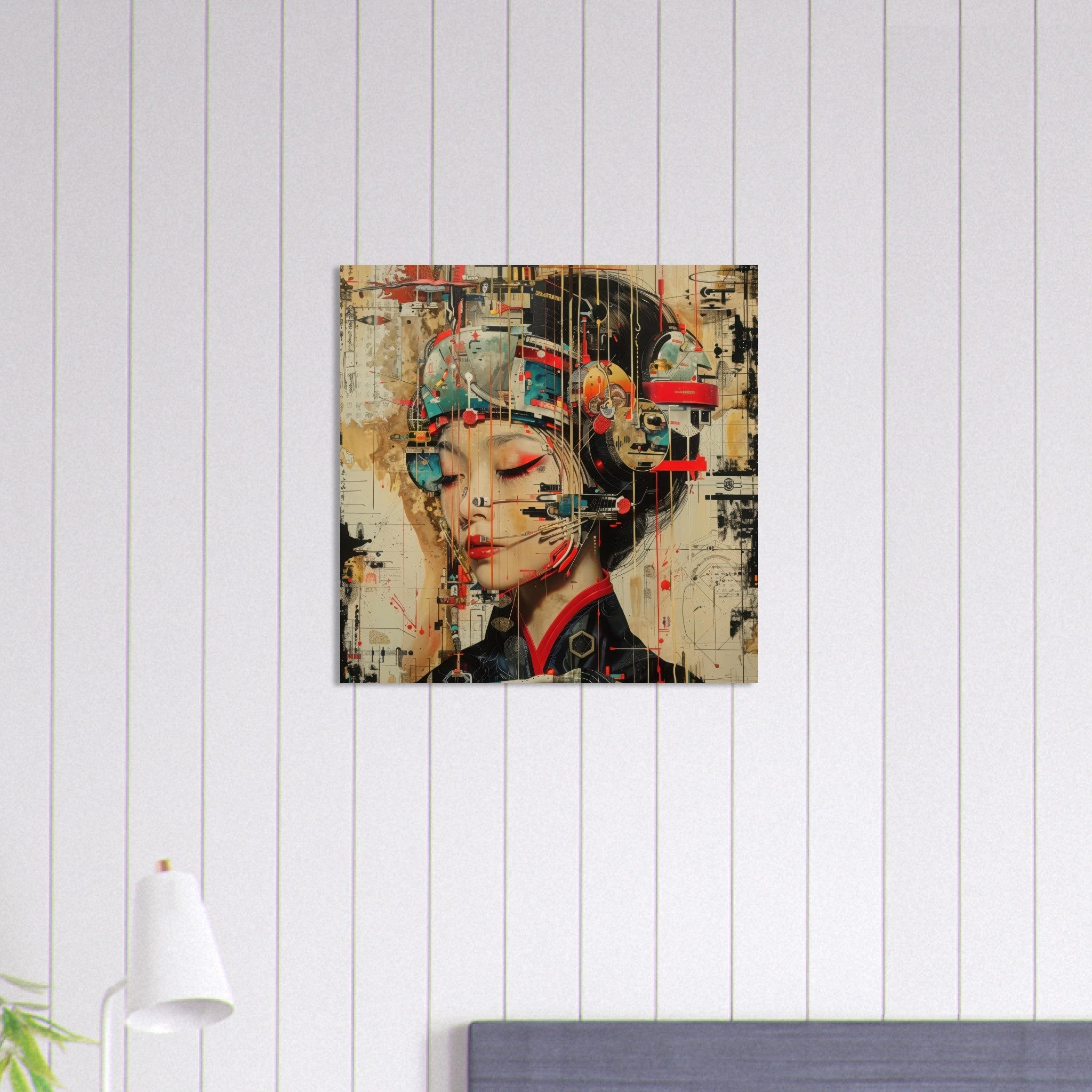 Aluminum Print Square - Asianfuturism swedish sharkansas in abstract style - Shop Ai Art WebShop - Digital Art online Store